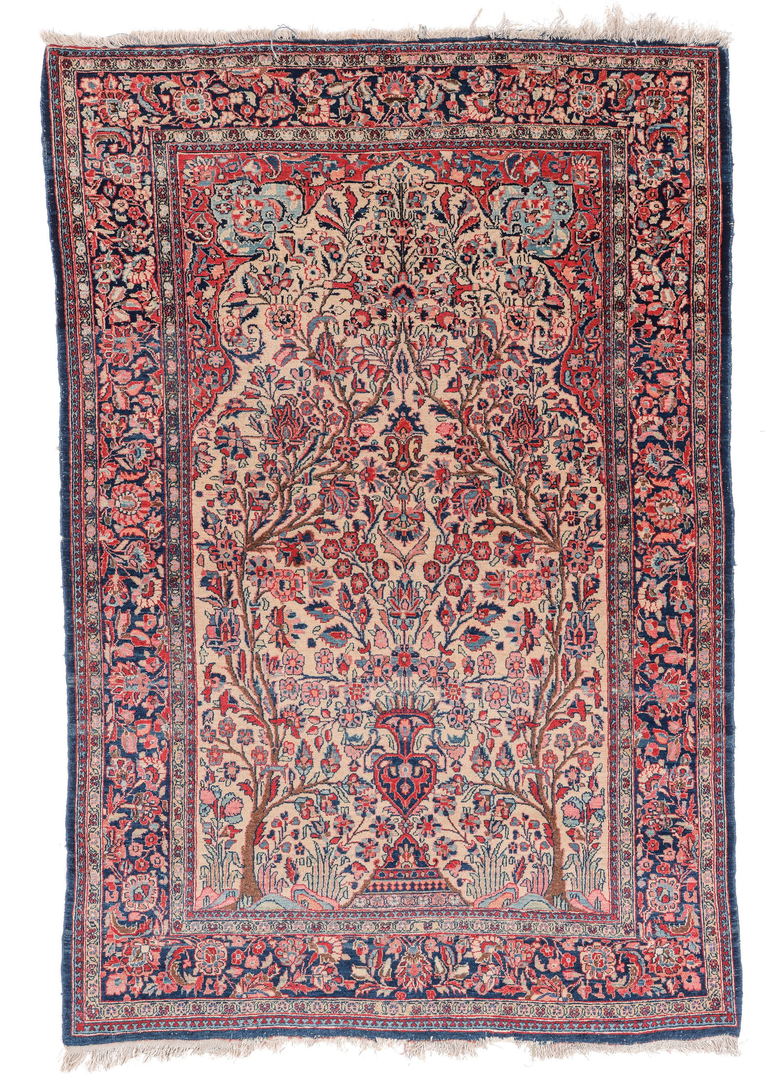 Kashan Meditation Rug, Persia, Ca. 1900, 4'4'' x 6'3'': Kashan Meditation Rug, Persia, Ca. 1900, 4'4'' x 6'3'' (132 x 191 cm). Weight: 15 lbs. Material: wool pile, cotton warp, cotton weft.