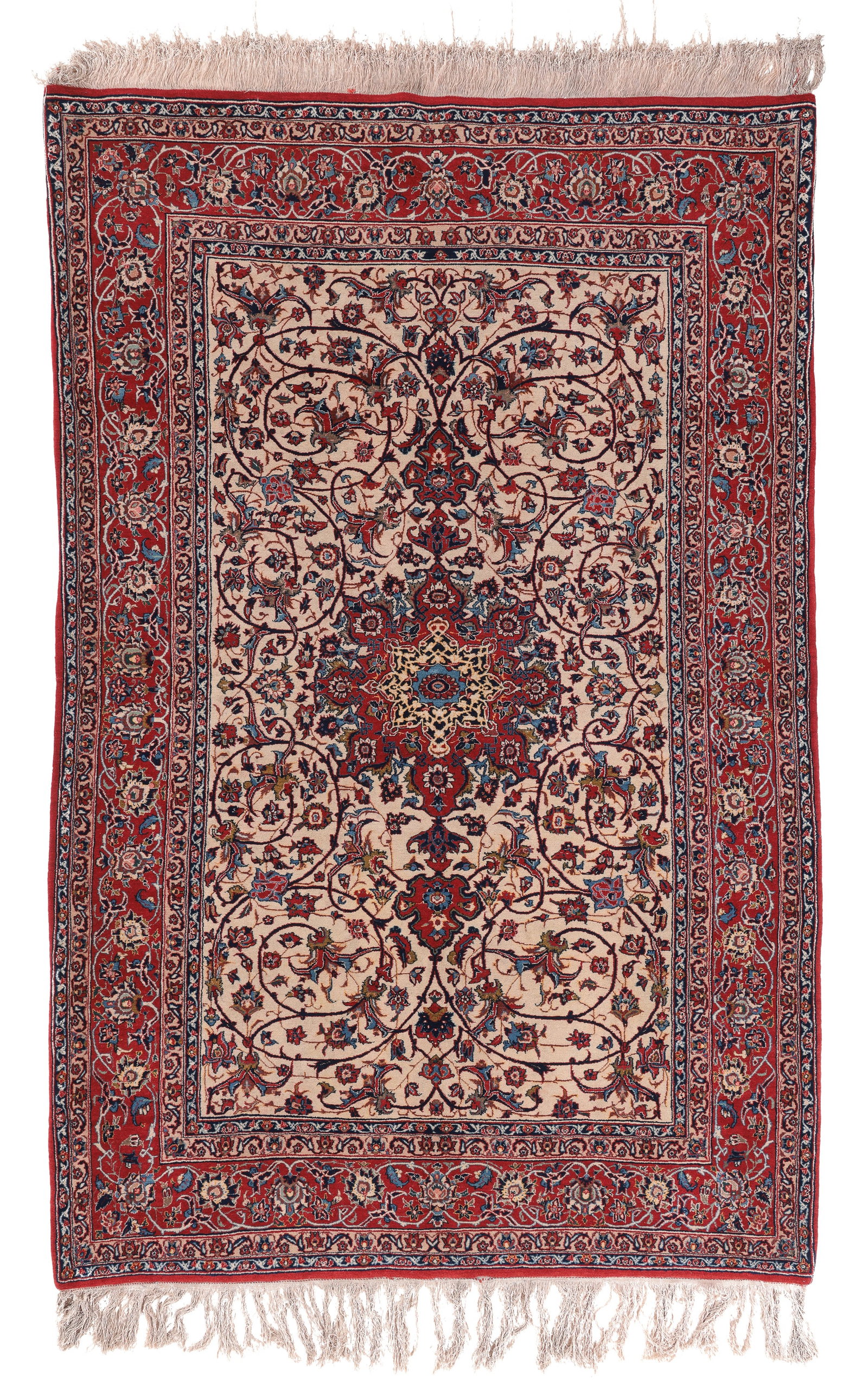 Fine Isfahan Rug, Persia, Mid 20th C., 4'7'' x 7'2'': Fine Isfahan Rug, Persia, Mid 20th C., 4'7'' x 7'2'' (140 x 218 cm). Weight: 16 lbs. Material: wool pile, cotton warp, cotton weft.