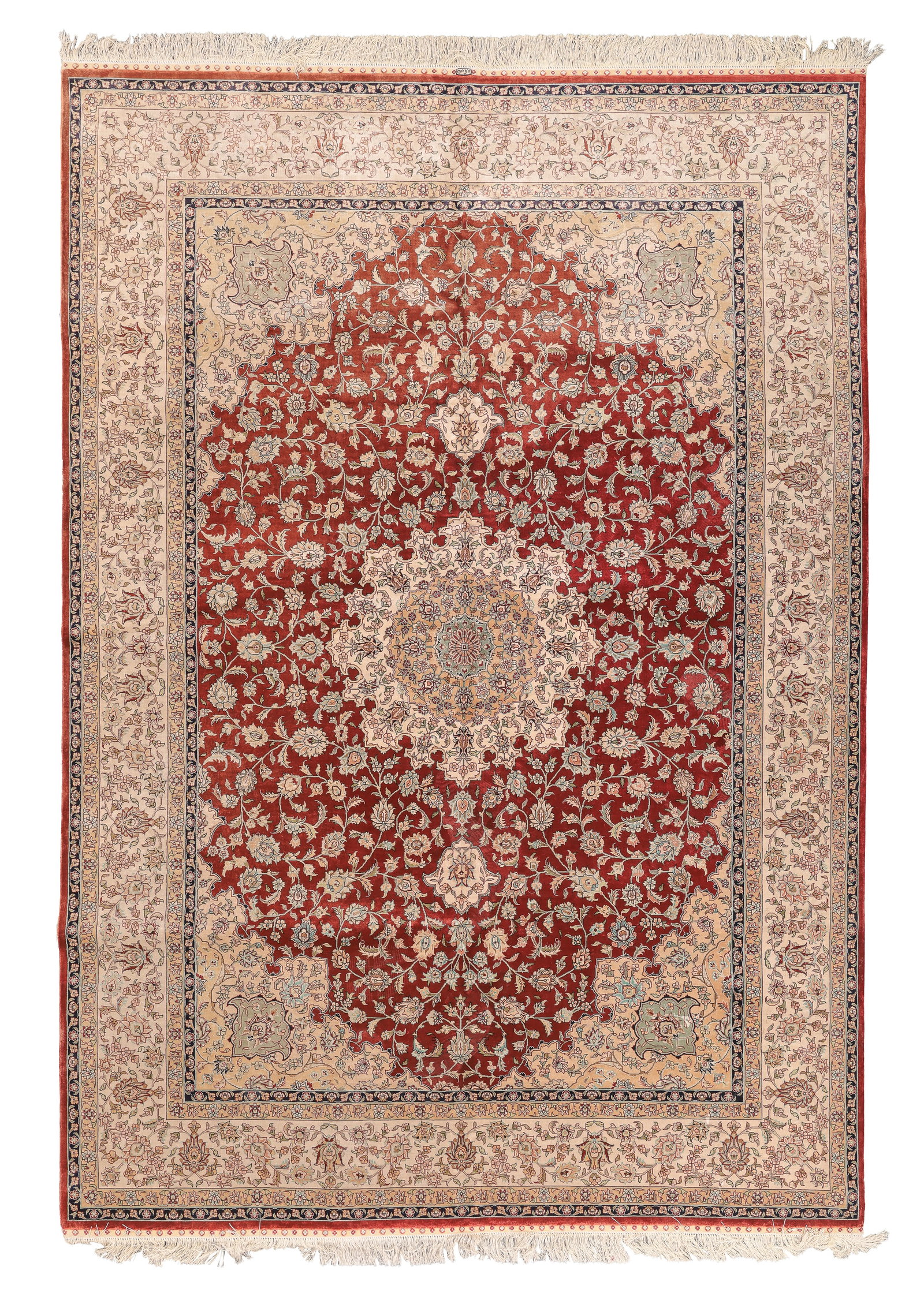 Signed Silk Hereke Rug, Late 20th C., 5'7'' x 8'1'' (1 of 8)