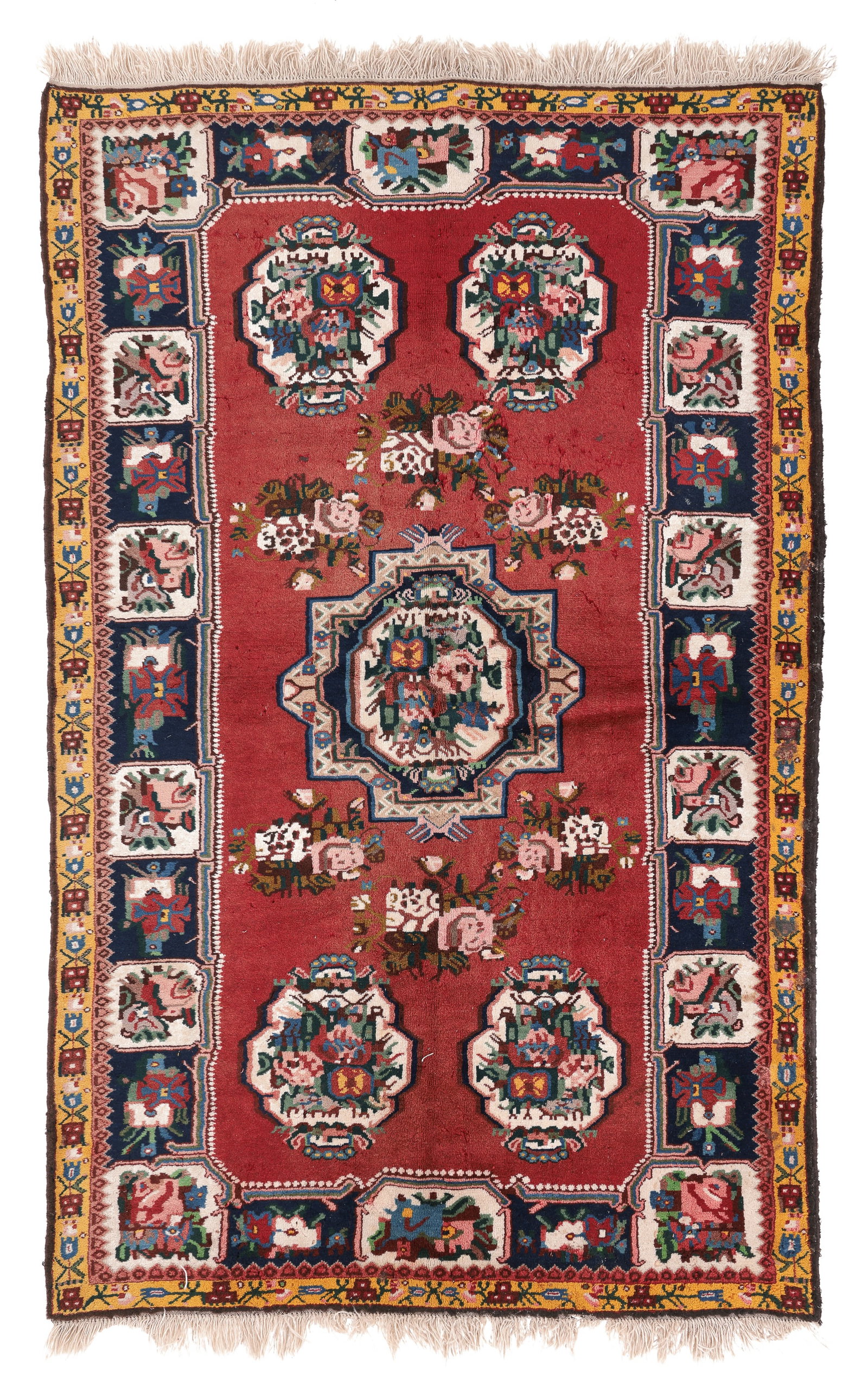 Bakhtiari Rug, Persia, Mid 20th C., 5'0'' x 7'9'': Bakhtiari Rug, Persia, Mid 20th C., 5'0'' x 7'9'' (152 x 236 cm). Weight: 21 lbs. Wool.