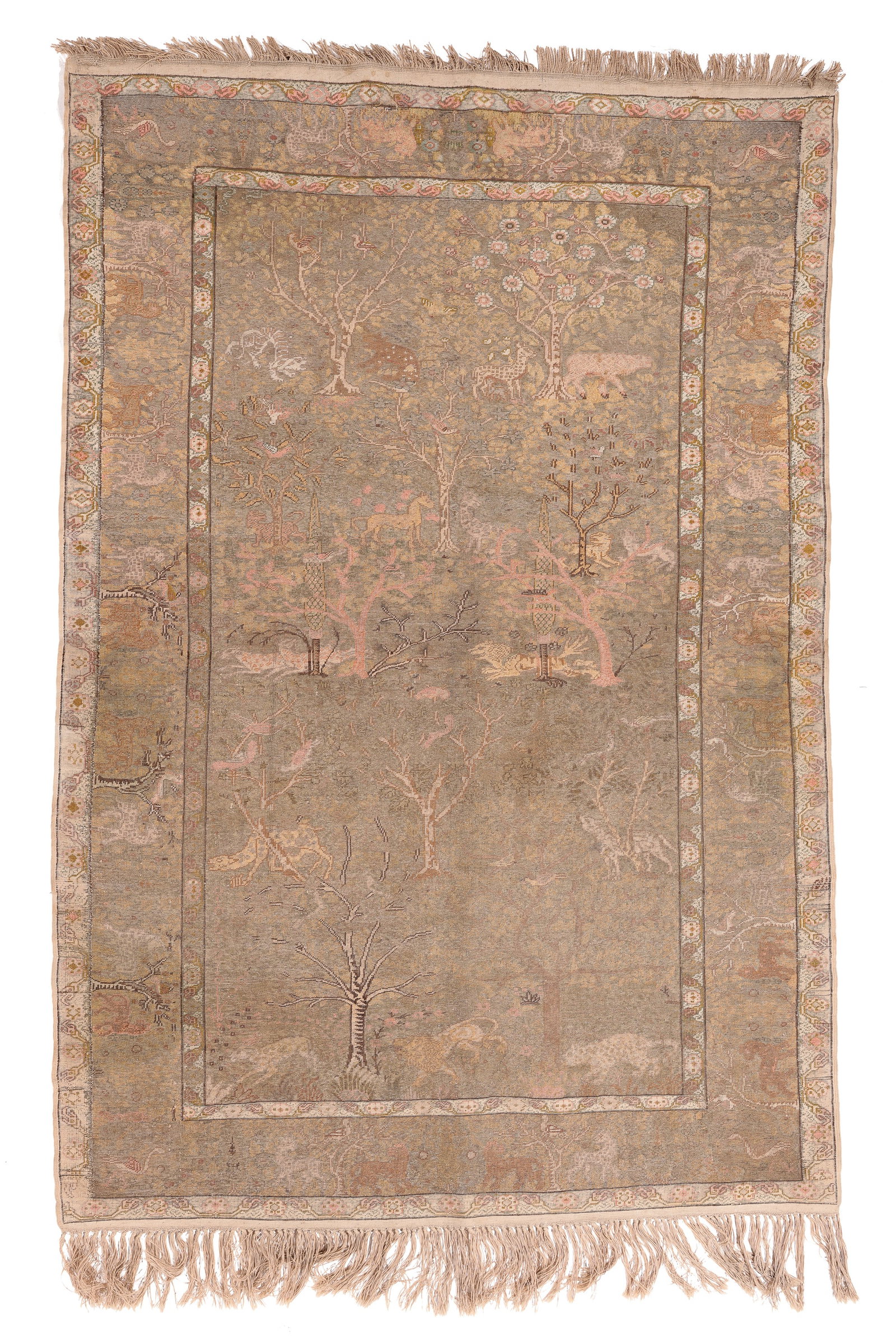Kayseri Silk & Metal Thread Rug, Turkey, Early 20th C., 4'1'' x 6'0'': Kayseri Silk & Metal Thread Rug, Turkey, Early 20th C., 4'1'' x 6'0'' (124 x 183 cm). Weight: 5 lbs.