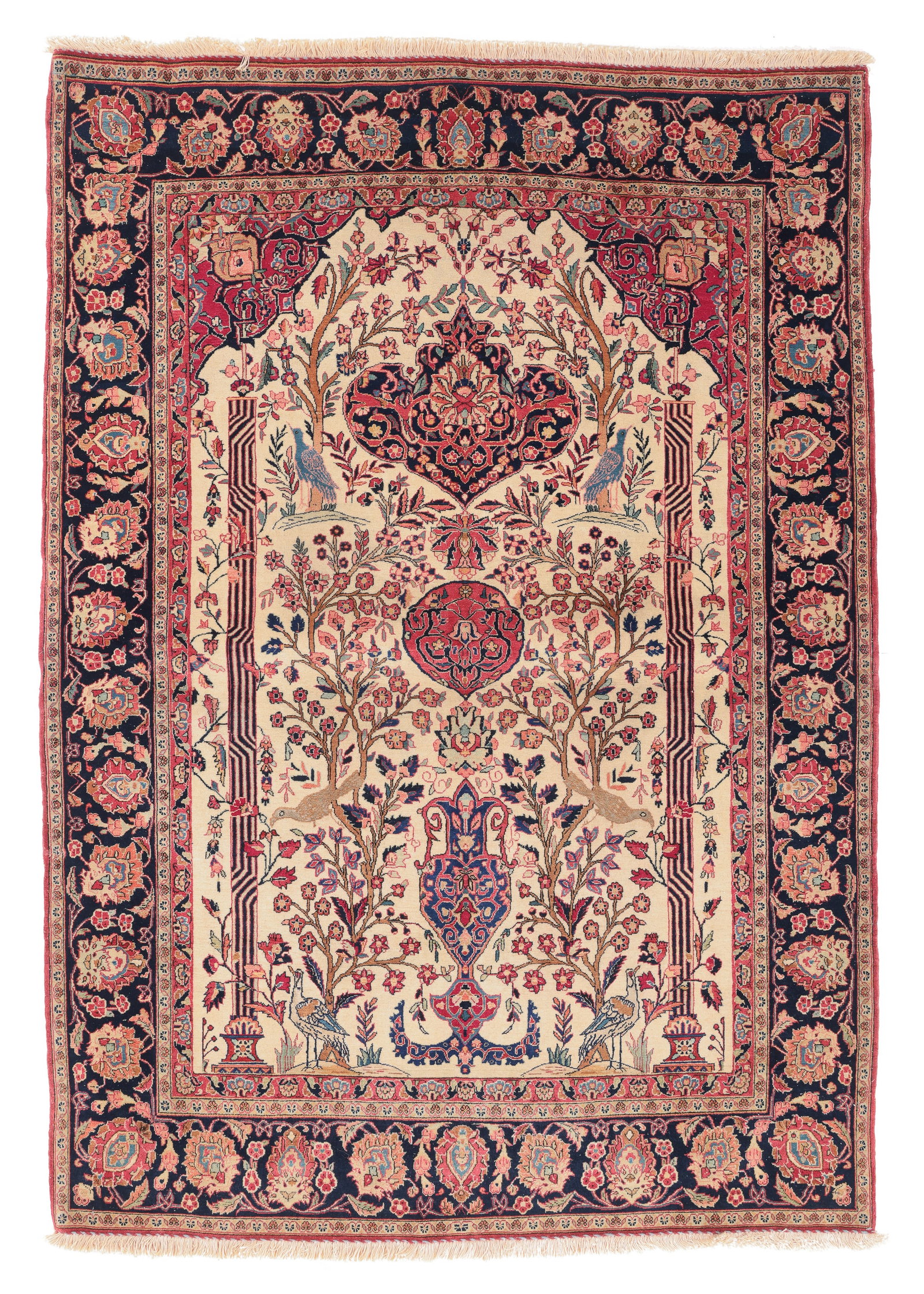 Kashan Meditation Rug, Persia, Ca. 1930's/40's, 4'7'' x 6'4'': Kashan Meditation Rug, Persia, Ca. 1930's/40's, 4'7'' x 6'4'' (140 x 193 cm). Weight: 14 lbs. Material: wool pile, cotton warp, cotton weft.