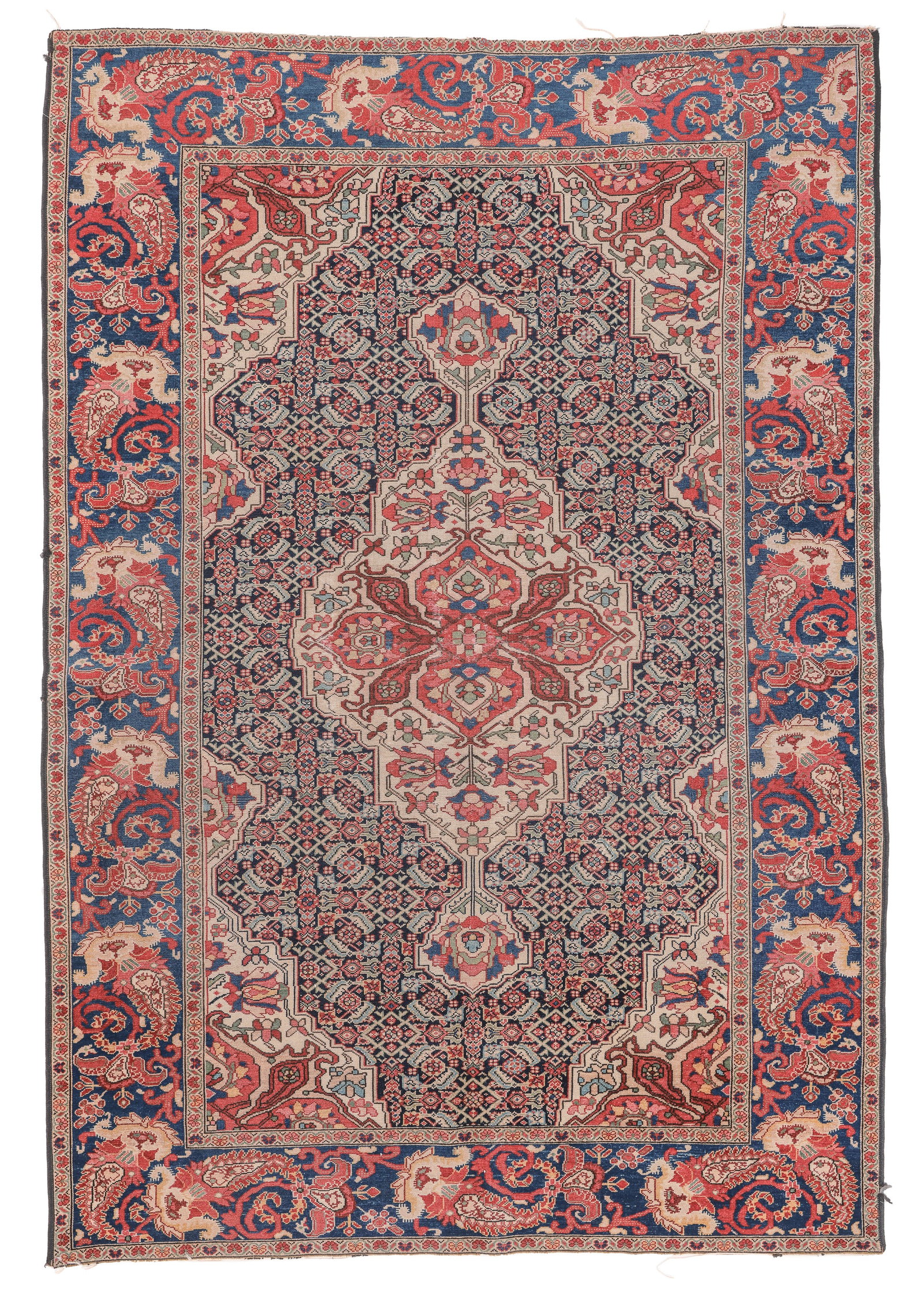 Senneh Rug, Persia, Late 19th C., 4'7'' x 6'9'': Senneh Rug, Persia, Late 19th C., 4'7'' x 6'9'' (140 x 206 cm). Weight: 10 lbs. Material: wool pile, cotton warp, cotton weft.