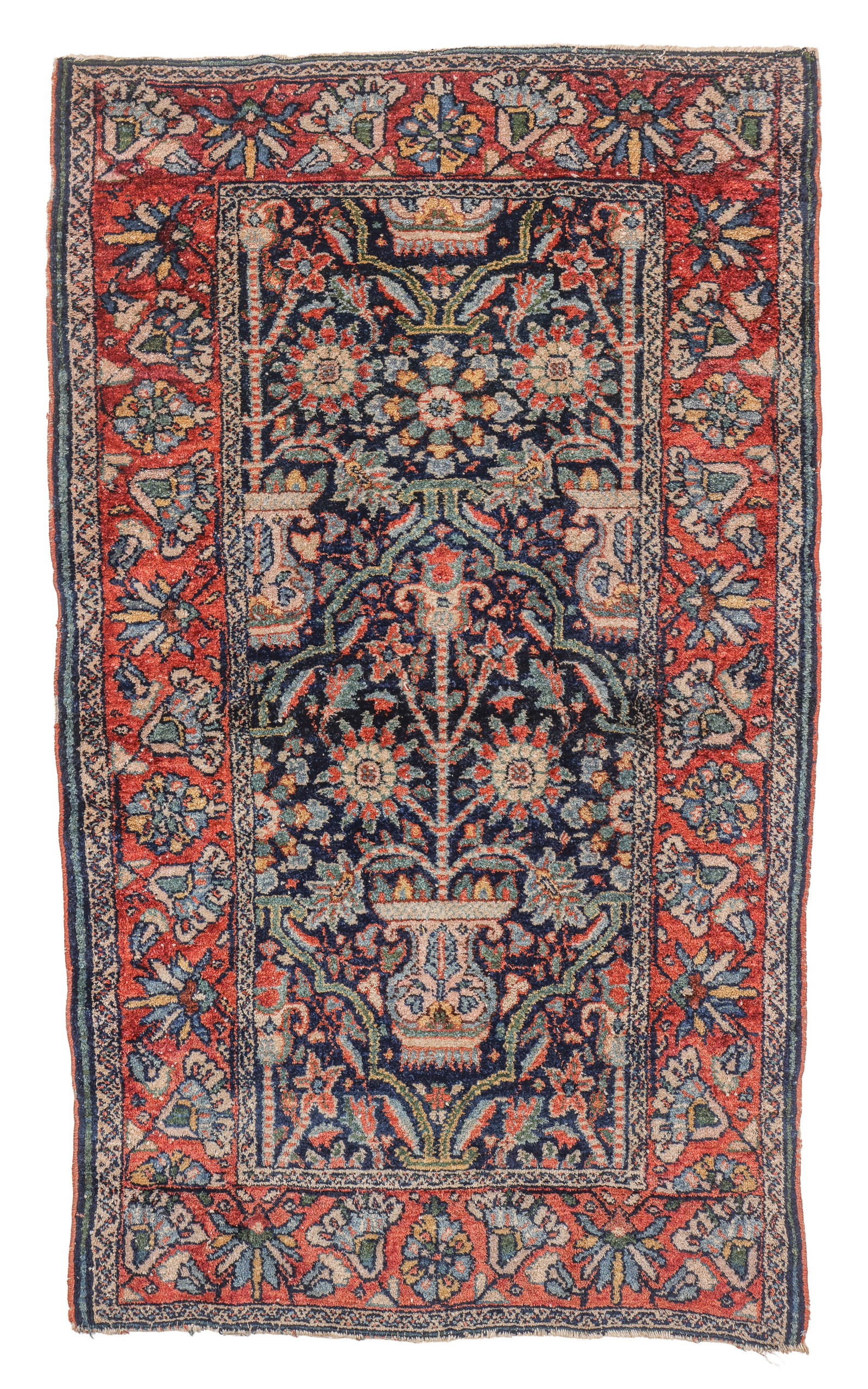 West Persian Kurd Rug, Flowering Vase, Ca. 1920, 3'5'' x 5'9'' (1 of 5)