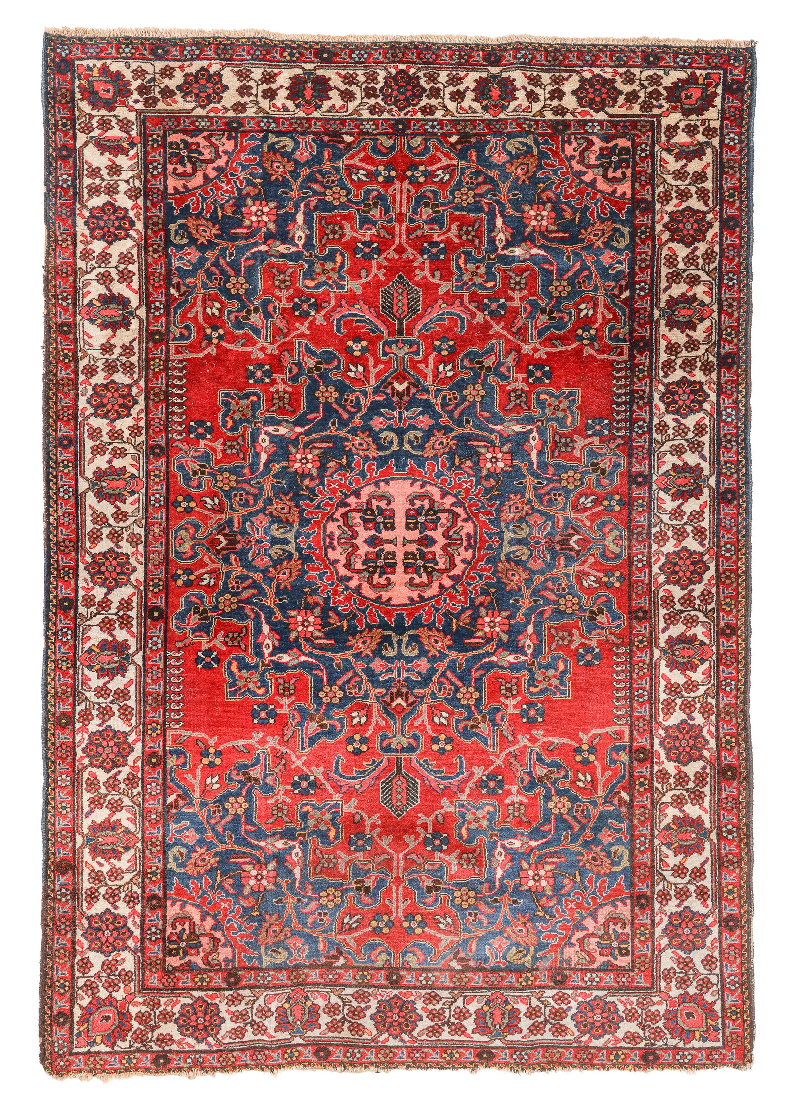 Hamadan Tafresh Rug, Persia, Early 20th C., 4'5'' x 6'5'': Hamadan Tafresh Rug, Persia, Early 20th C., 4'5'' x 6'5'' (135 x 196 cm). Weight: 15 lbs. Material: wool pile, cotton warp, cotton weft.