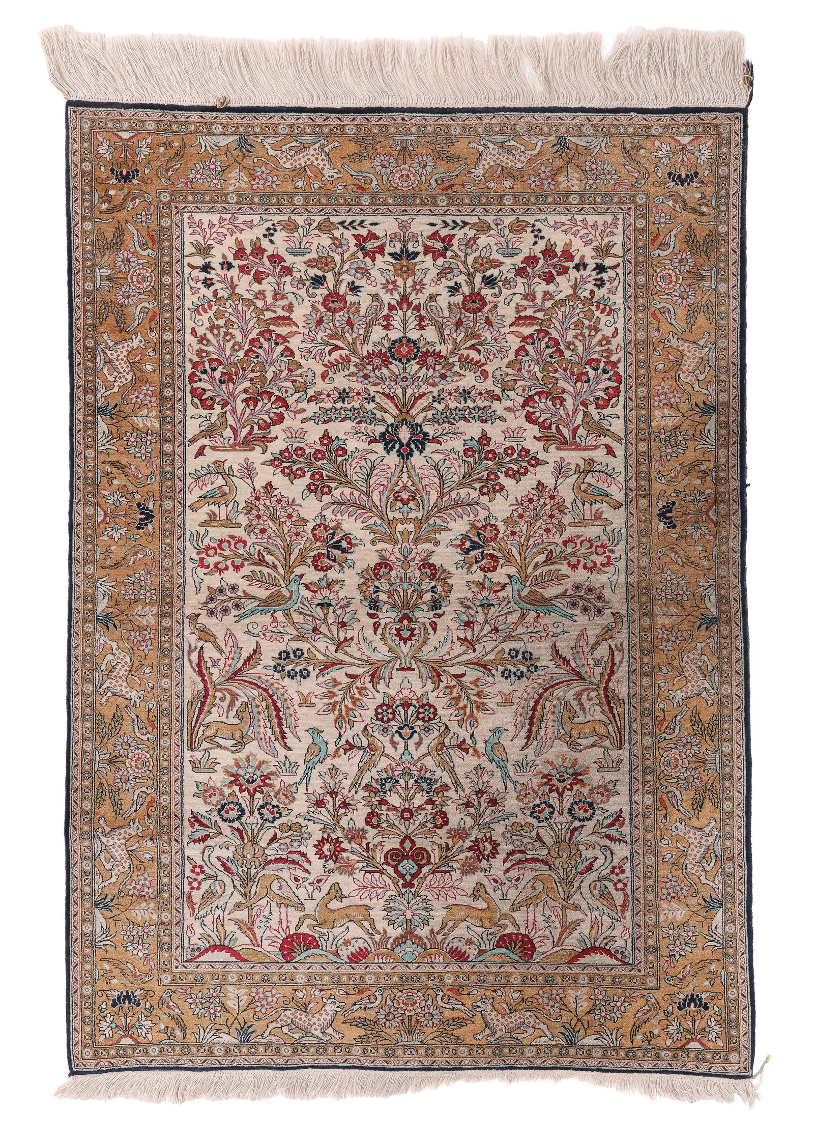 Qum Silk Rug, Persia, Mid/Late 20th C., 3'6'' x 4'11'' (1 of 6)