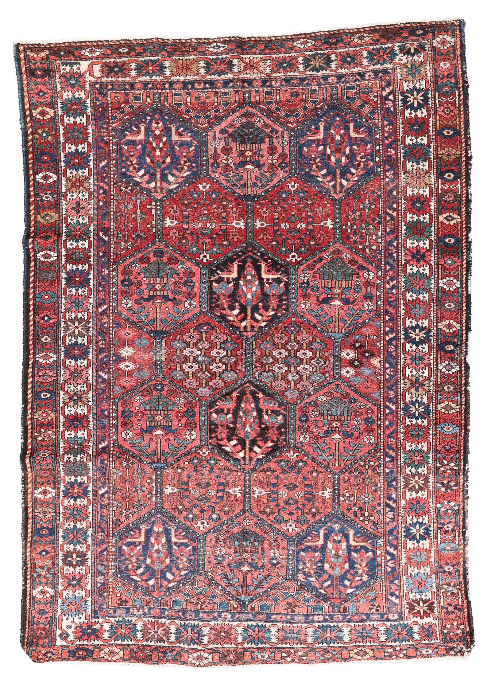 Bakhtiari Chahar Mahal Rug, Persia, Ca. 1940, 6'9'' x 9'6'': Bakhtiari Chahar Mahal Rug, Persia, Ca. 1940, 6'9'' x 9'6'' (206 x 290 cm). Weight: 30 lbs. Material: wool pile, cotton warp, cotton weft. Denver Co. estate.