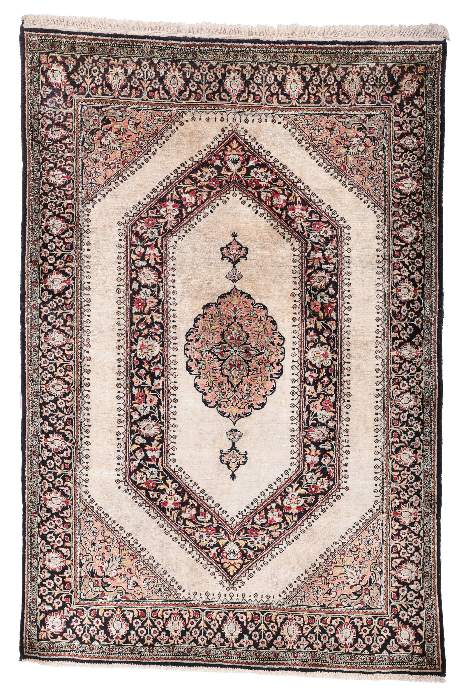 Silk Qum Rug, Persia, Late 20th C., 3'4'' x 5'0'' (1 of 6)