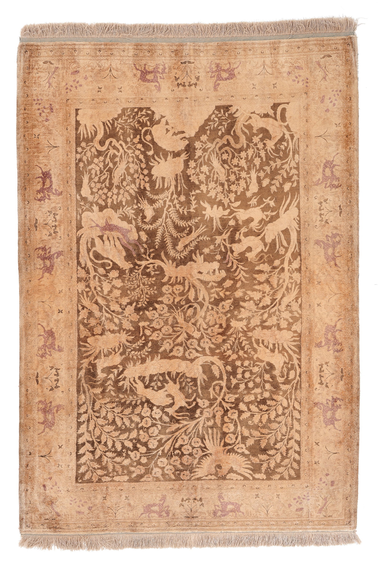Silk Qum Pictorial Rug, Persia, Late 20th C., 4'6'' x 6'6'' (1 of 6)