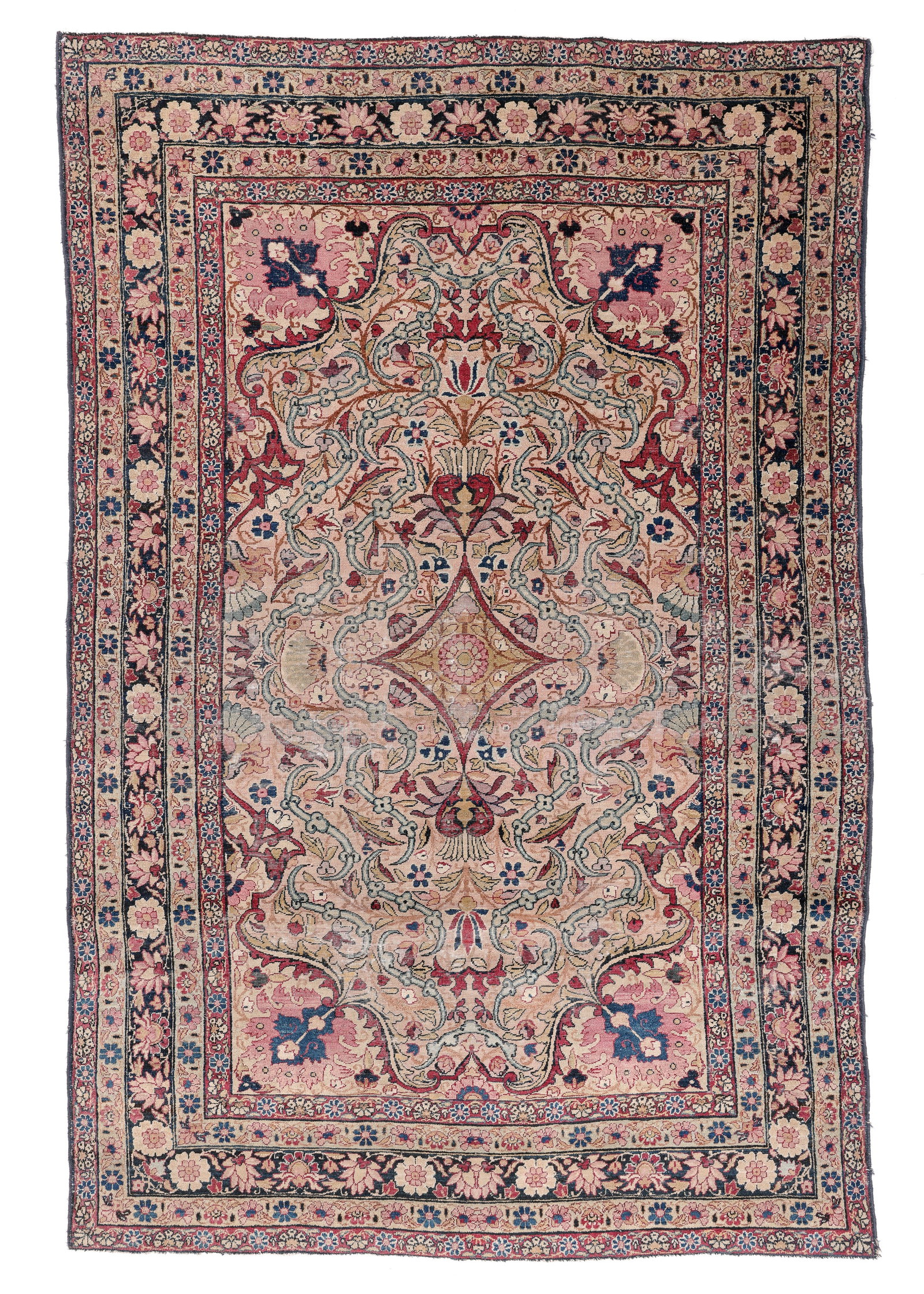 Lavar Kerman Rug, Persia, Ca. 1900, 4'5'' x 6'8'': Lavar Kerman Rug, Persia, Ca. 1900, 4'5'' x 6'8'' (135 x 203 cm). Weight: 10 lbs. Material: wool pile, cotton warp, cotton weft.
