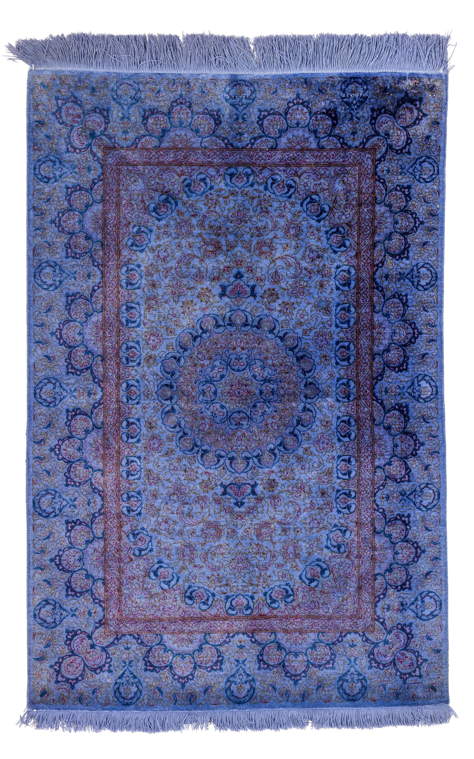 Qum Silk Overdye Rug, Persia, Late 20th C., 2'7'' x 4'0'' (1 of 6)