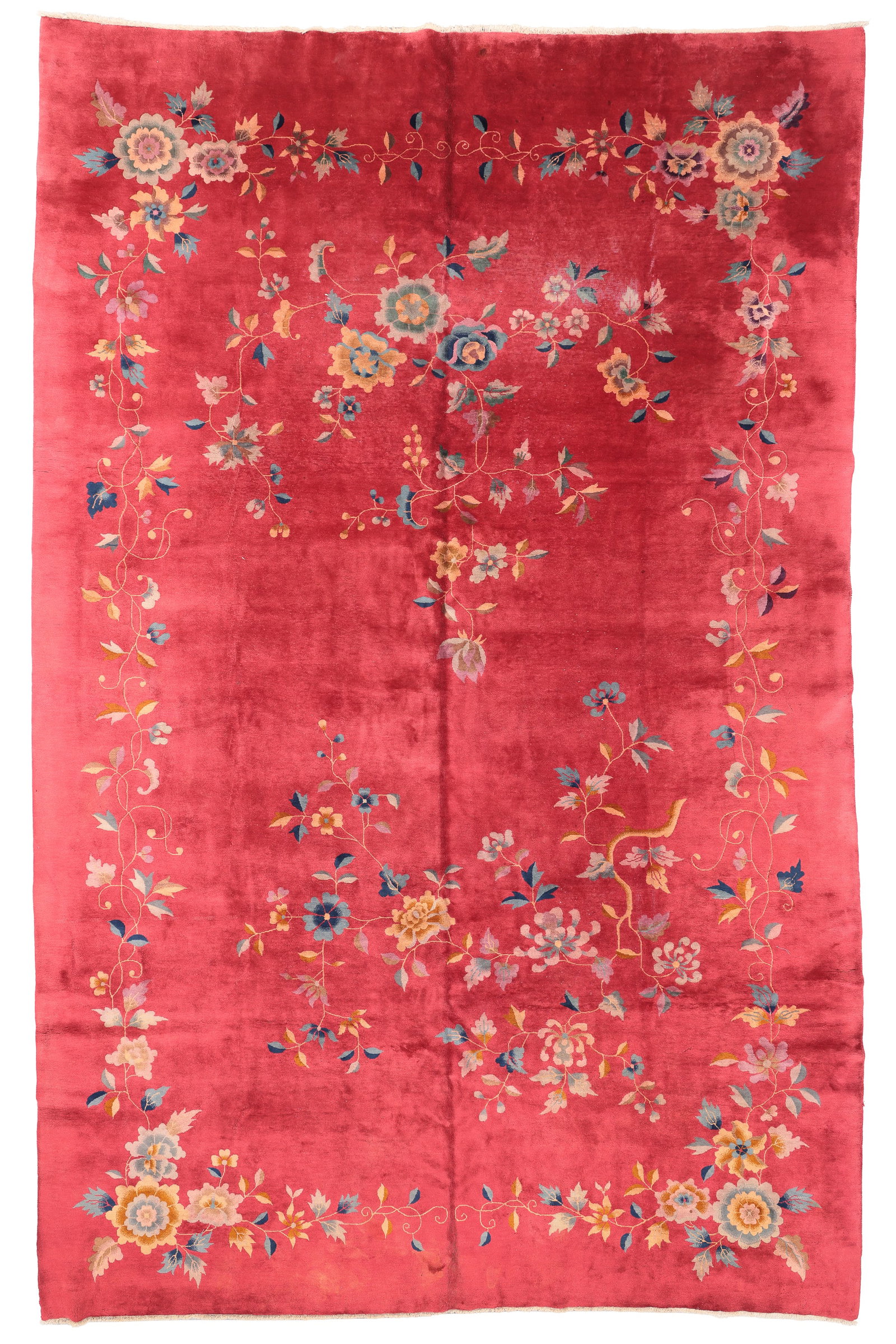 Chinese Art Deco Rug, Ca. 1930's/40's, 9'8'' x 15'3'': Chinese Art Deco Rug, Ca. 1930's/40's, 9'8'' x 15'3'' (295 x 465 cm). Weight: 123 lbs. Material: wool pile, cotton warp, cotton weft.