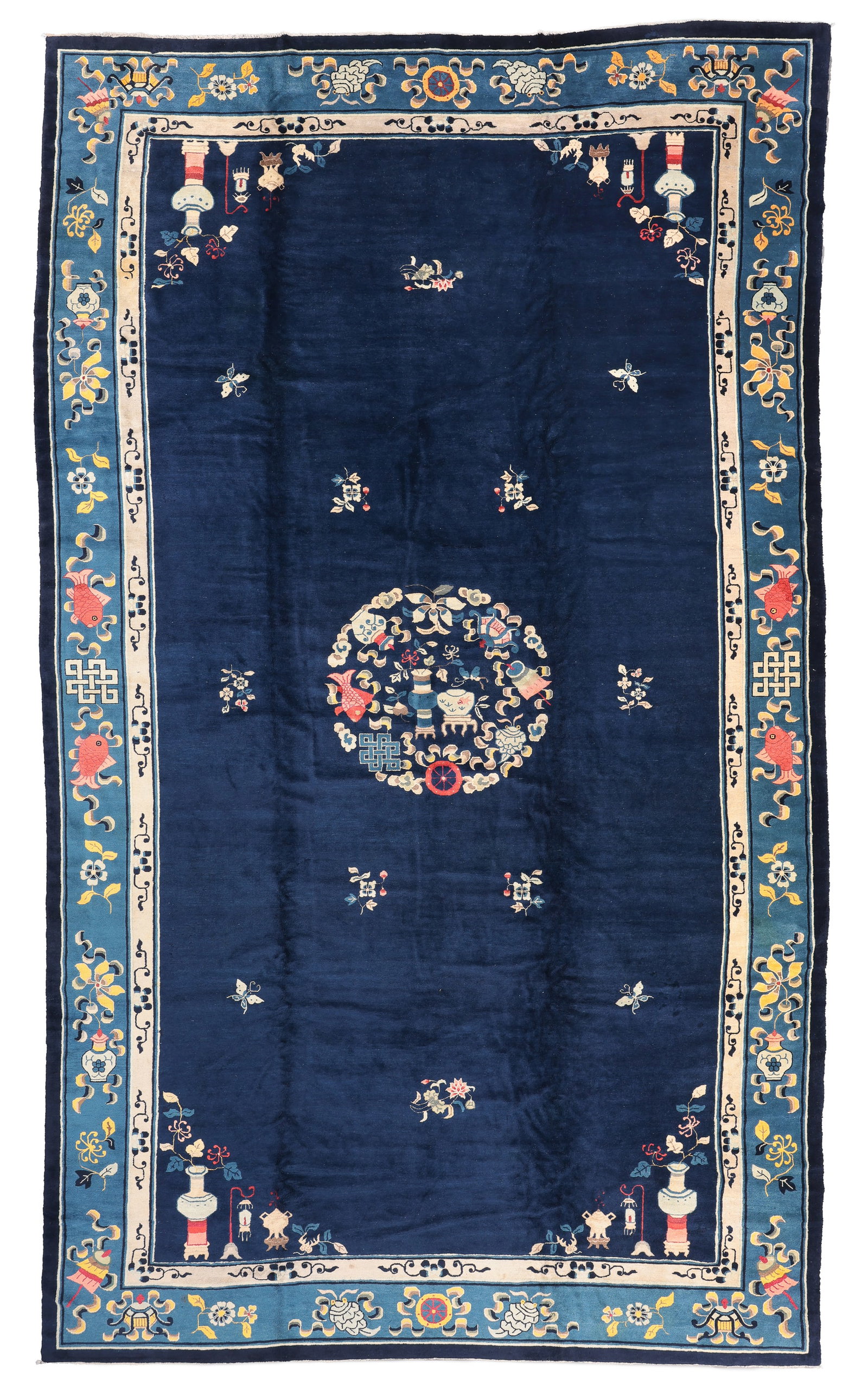 Mansion-Size Peking Rug, China, Late 19th C., 12'2'' x 20'5'': Mansion-Size Peking Rug, China, Late 19th C., 12'2'' x 20'5'' (371 x 622 cm). Weight: 150 lbs. Material: wool pile, cotton warp, cotton weft.