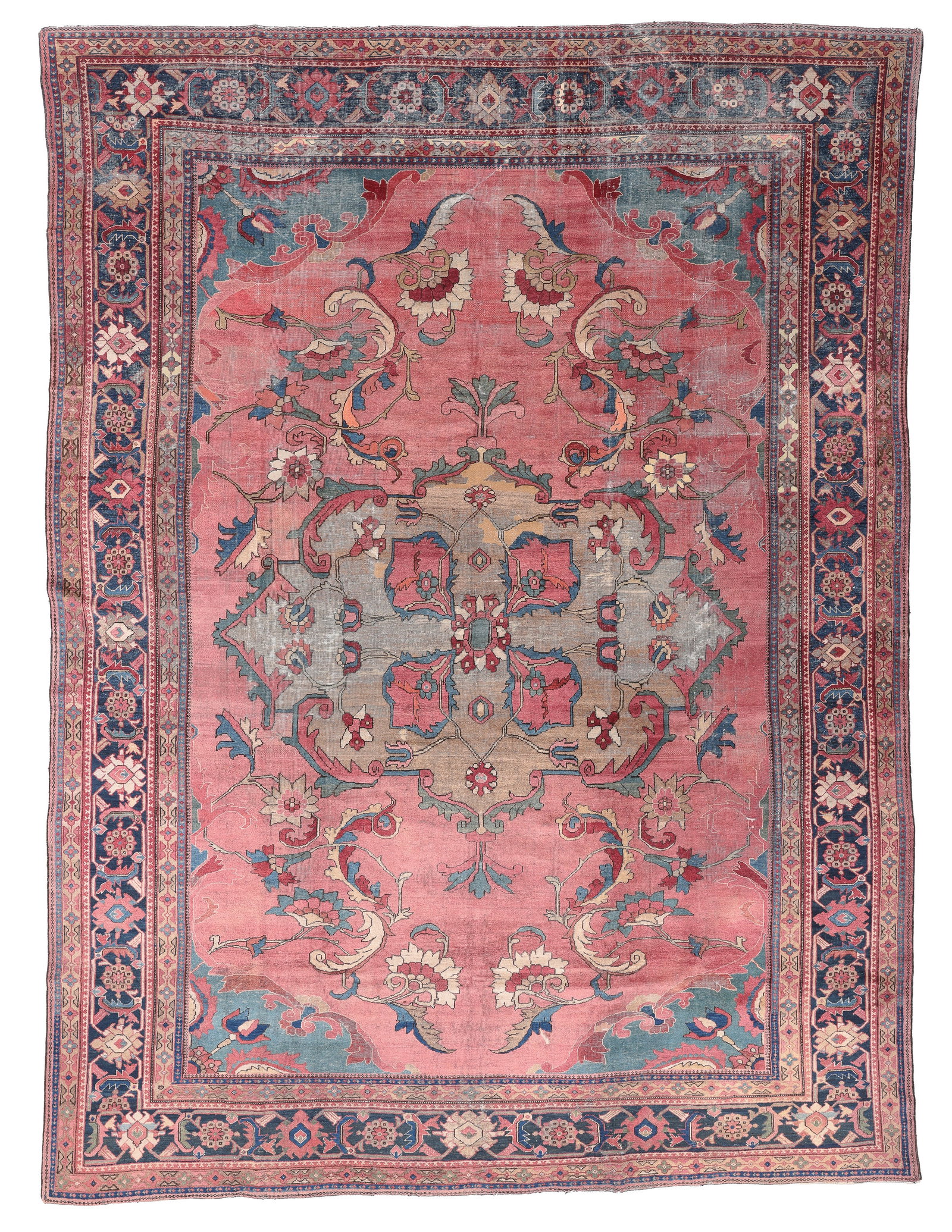 Sultanabad Rug, Persia, Late 19th C., 10'5'' x 14'3'': Sultanabad Rug, Persia, Late 19th C., 10'5'' x 14'3'' (318 x 434 cm). Weight: 56 lbs. Material: wool pile, cotton warp, cotton weft. Scattered wear; old repairs.