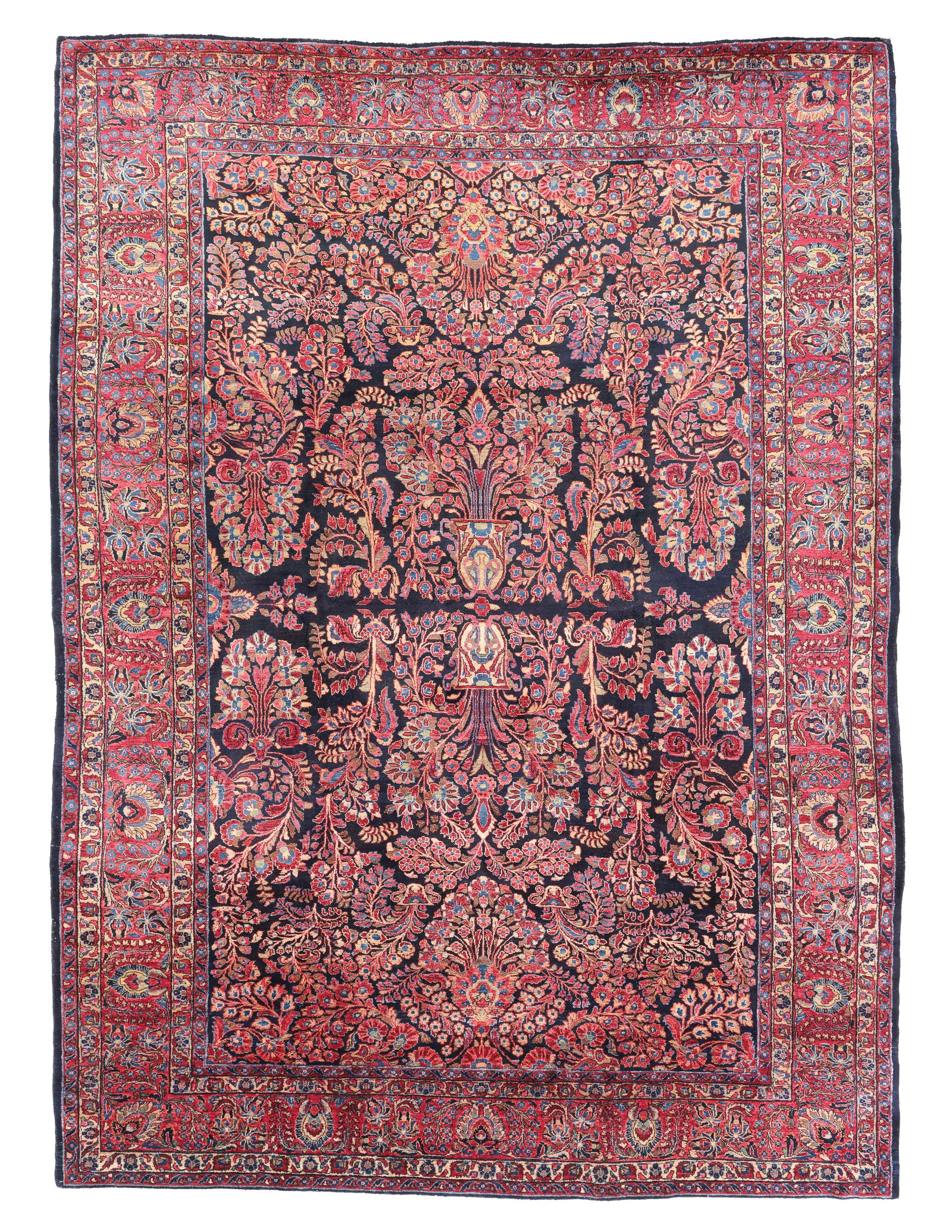 Blue Sarouk Rug, Persia, Ca. 1920, 8'8'' x 11'9'': Blue Sarouk Rug, Persia, Ca. 1920, 8'8'' x 11'9'' (264 x 358 cm). Weight: 88 lbs. Material: wool pile, cotton warp, cotton weft.