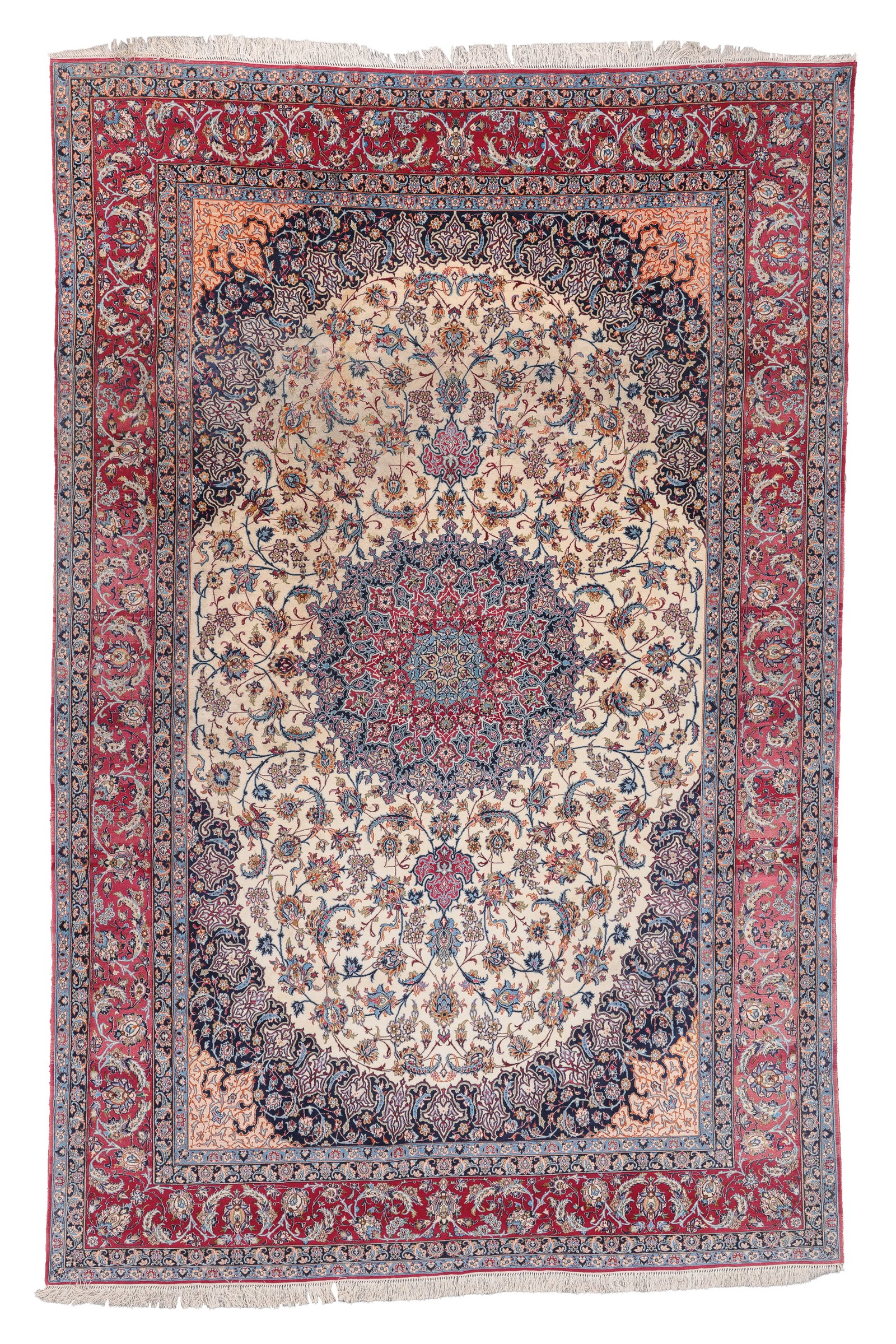 Isfahan Rug, Persia, Ca. 1980, 8'1'' x 12'5'': Isfahan Rug, Persia, Ca. 1980, 8'1'' x 12'5'' (246 x 378 cm). Weight: 47 lbs. Material: wool pile, cotton warp, cotton weft.