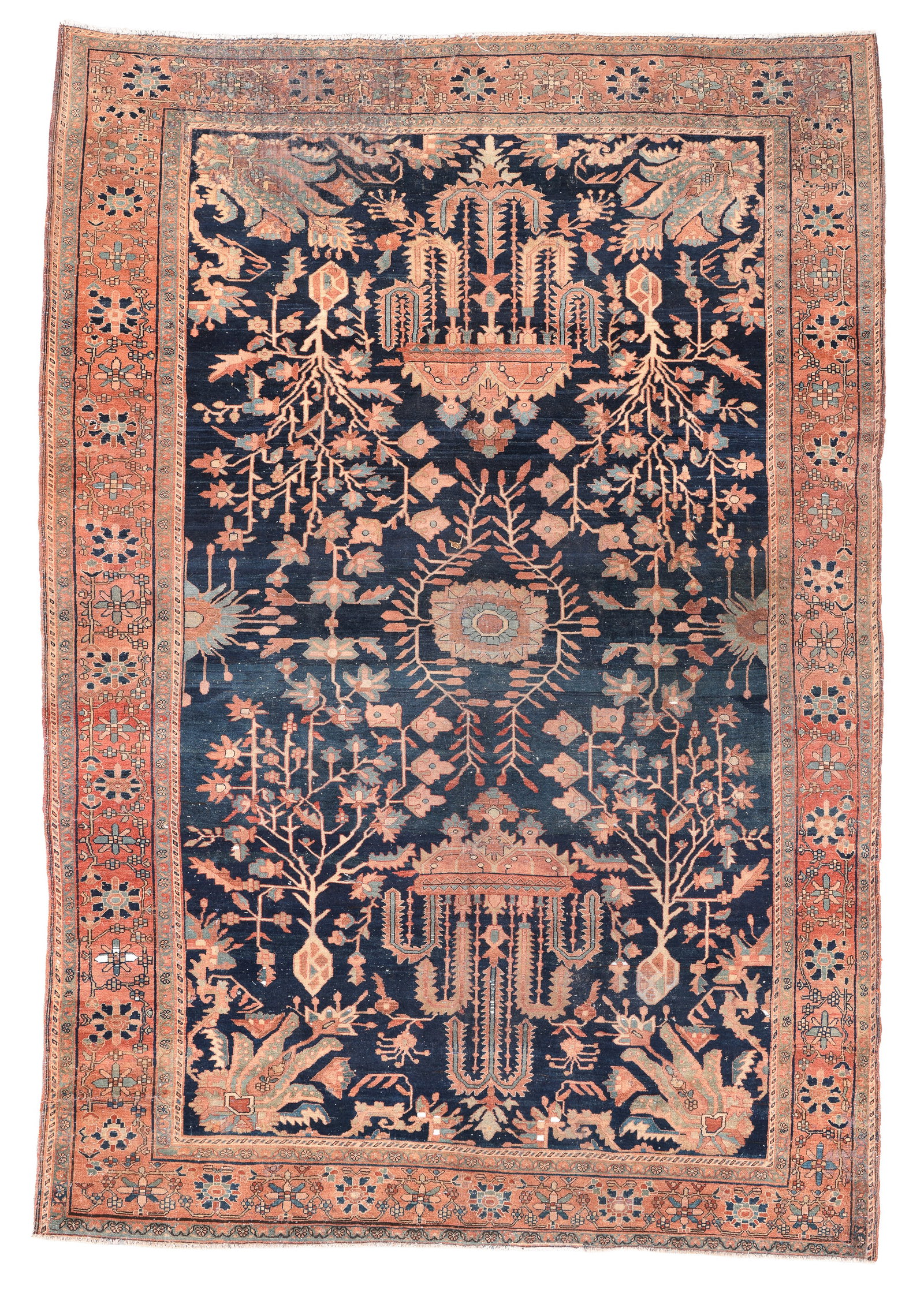 Ferahan Sarouk Rug, Persia, Ca. 1900, 7'2'' x 10'2'': Ferahan Sarouk Rug, Persia, Ca. 1900, 7'2'' x 10'2'' (218 x 310 cm). Weight: 42 lbs. Material: wool pile, cotton warp, cotton weft.
