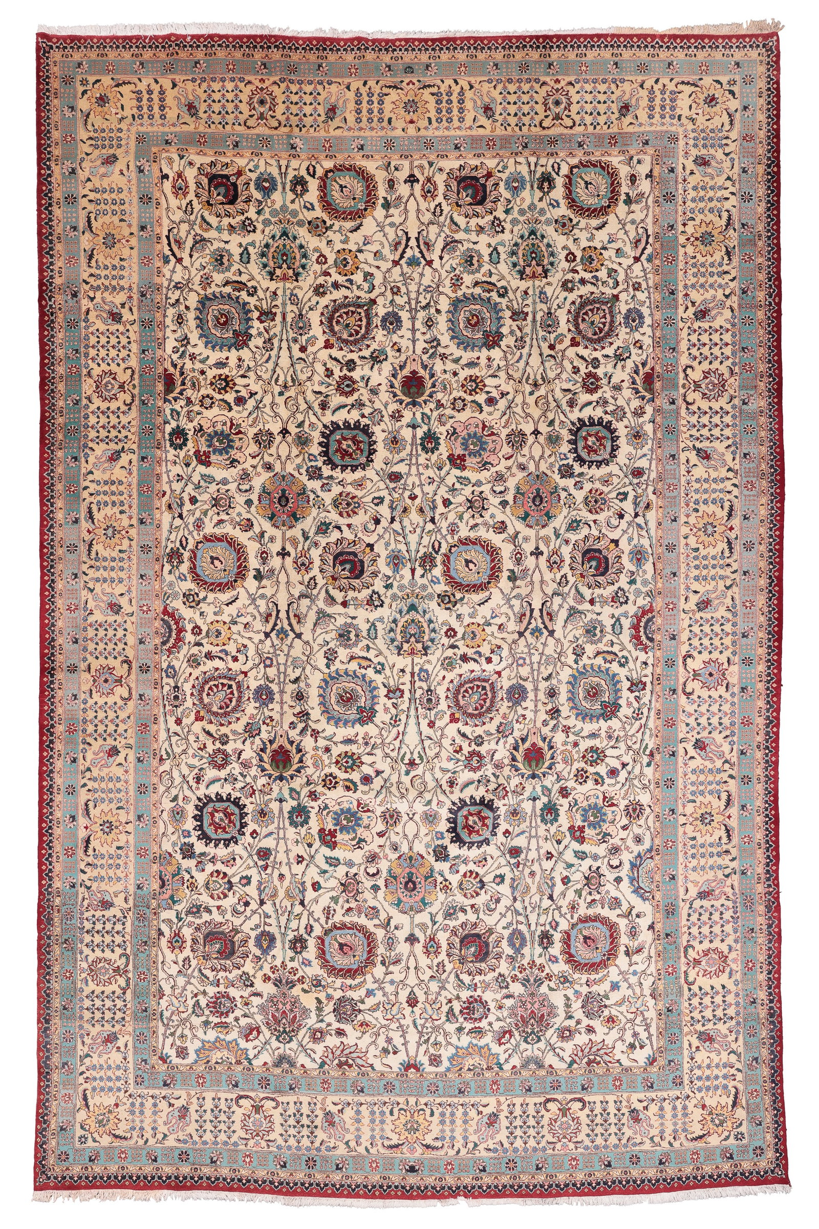 Mansion-Size Tabriz Rug, Persia, Ca. 1950, 11'2'' x 17'6'': Mansion-Size Tabriz Rug, Persia, Ca. 1950, 11'2'' x 17'6'' (340 x 533 cm). Weight: 128 lbs. Material: wool pile, cotton warp, cotton weft.
