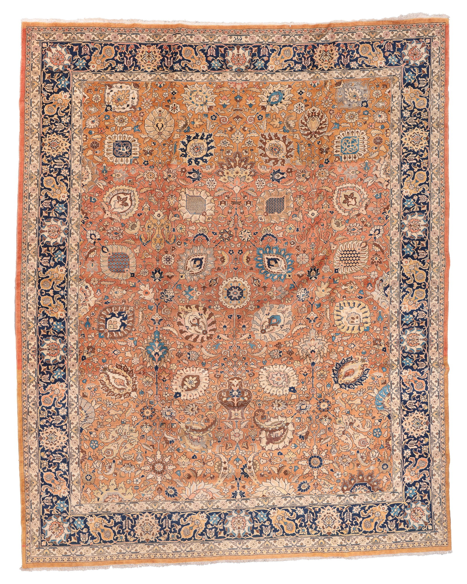 Tabriz Rug, Persia, Early/Mid 20th C., 11'1'' x 14'0'': Tabriz Rug, Persia, Early/Mid 20th C., 11'1'' x 14'0'' (338 x 427 cm). Weight: 90 lbs. Material: wool pile, cotton warp, cotton weft.