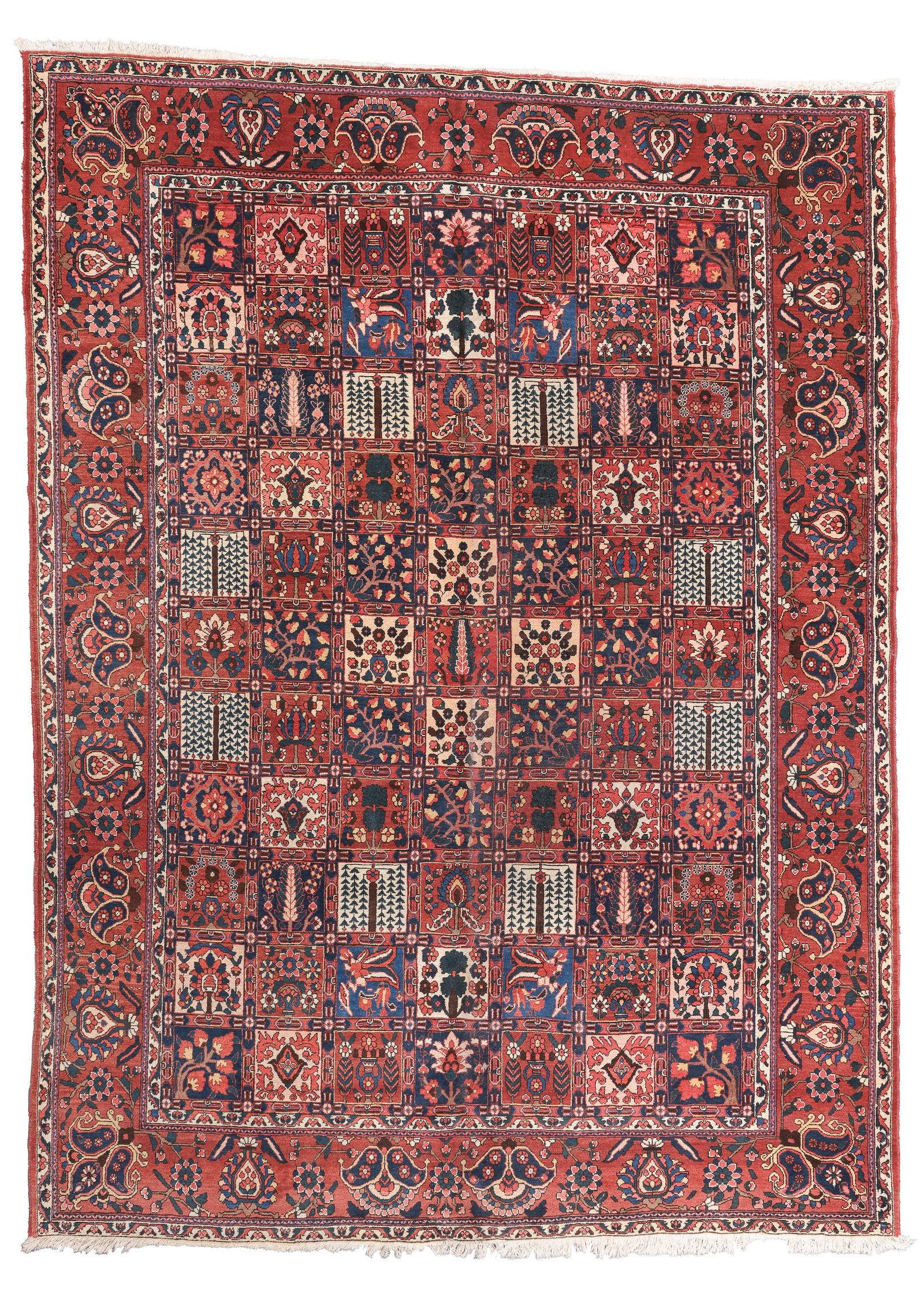 Bakhtiari Rug, Persia, Ca. 1940, 8'11'' x 11'9'': Bakhtiari Rug, Persia, Ca. 1940, 8'11'' x 11'9'' (272 x 358 cm). Weight: 92 lbs. Material: wool pile, cotton warp, cotton weft.