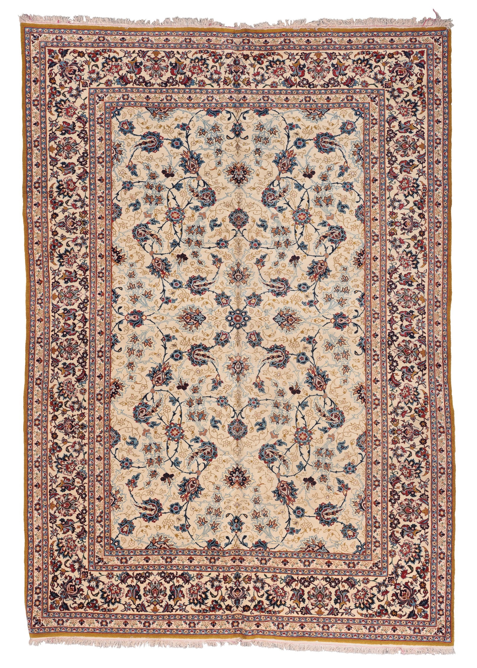 Isfahan Rug, Persia, Late 20th C., 6'4'' x 9'1'': Isfahan Rug, Persia, Late 20th C., 6'4'' x 9'1'' (193 x 277 cm). Weight: 30 lbs. Material: wool pile, silk warp, cotton weft.