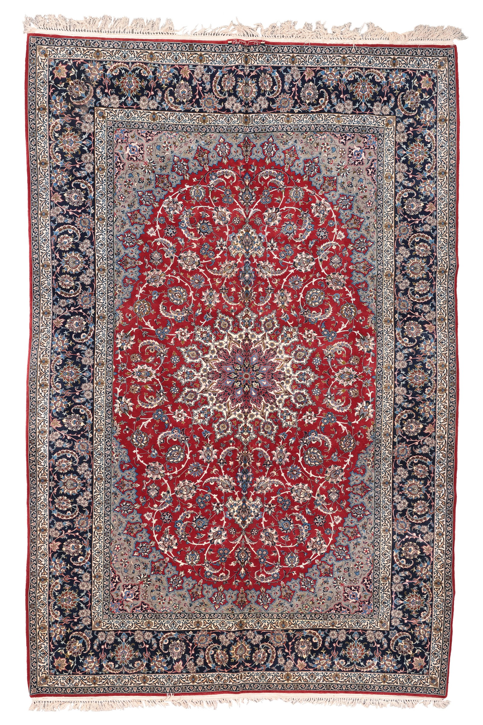 Signed Isfahan Enteshari Rug, Persia, Mid/Late 20th C., 7'0'' x 10'10'' (1 of 8)
