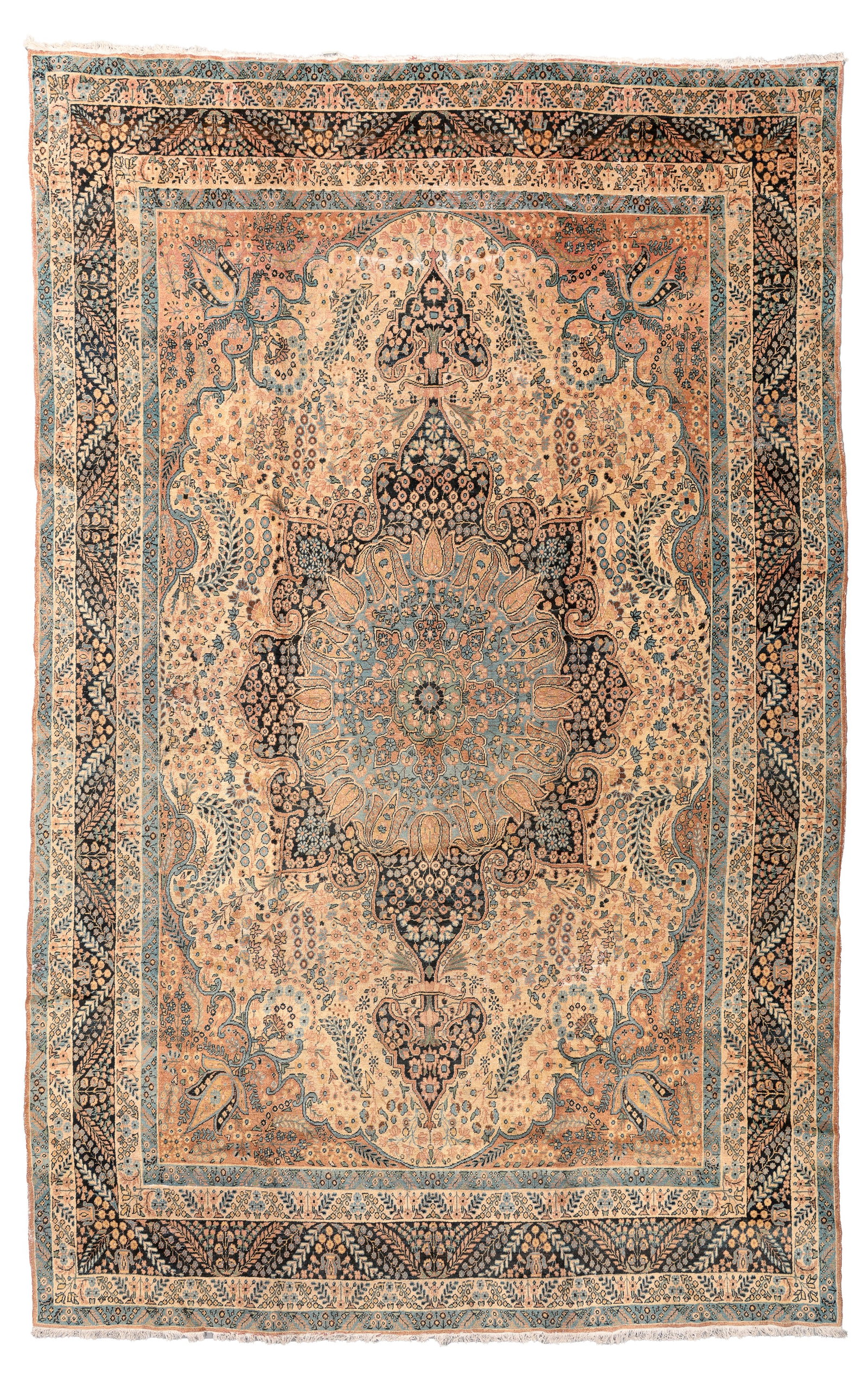 Yazd Rug, Persia, Early/Mid 20th C., 9'3'' x 14'5'': Yazd Rug, Persia, Early/Mid 20th C., 9'3'' x 14'5'' (282 x 439 cm). Weight: 62 lbs. Material: wool pile, cotton warp, cotton weft.