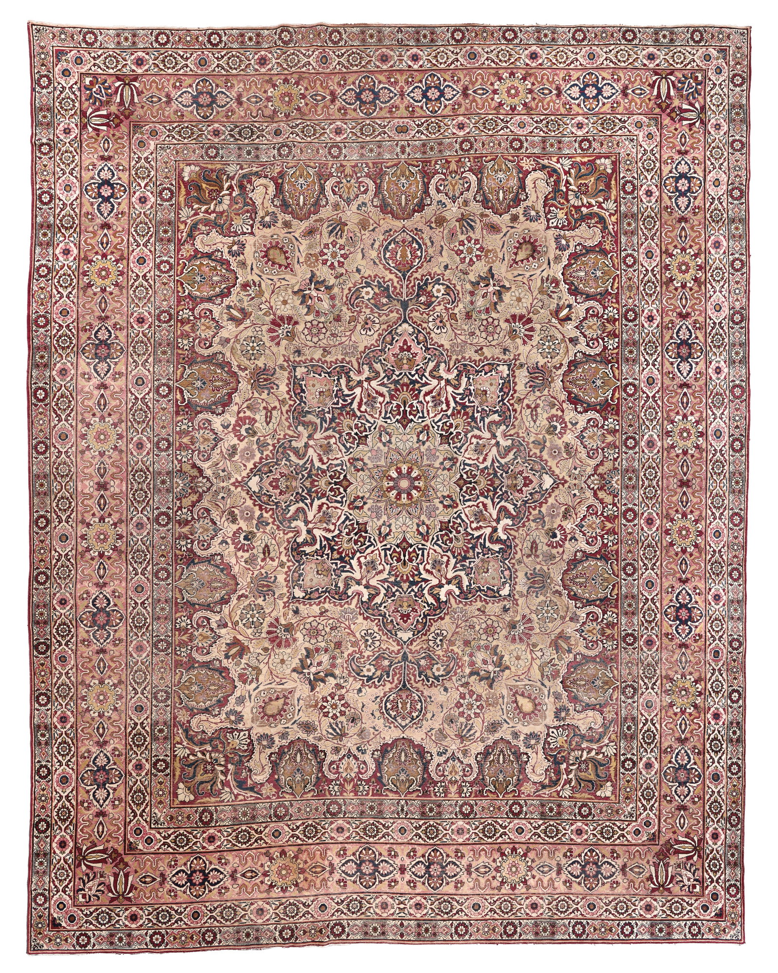 Lavar Kerman Rug, Persia, Late 19th C., 9'11'' x 12'7'': Lavar Kerman Rug, Persia, Late 19th C., 9'11'' x 12'7'' (302 x 384 cm). Weight: 48 lbs. Material: wool pile, cotton warp, cotton weft.