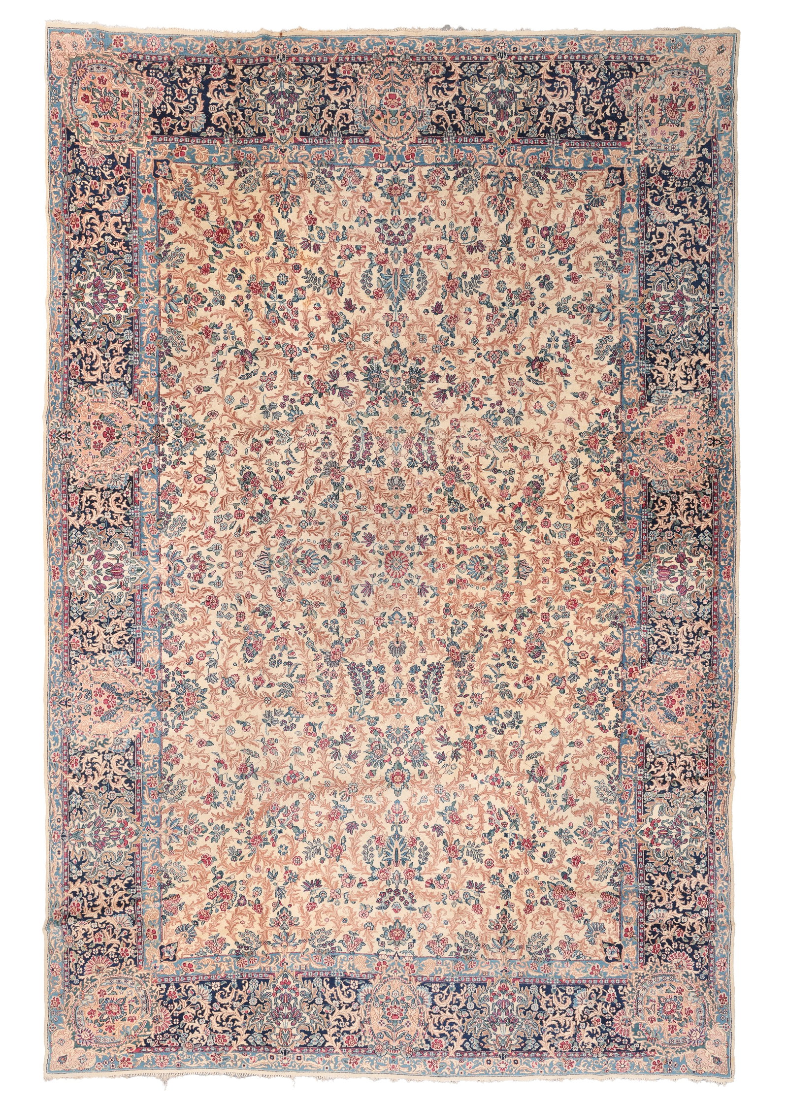 Kerman Rug, Persia, Ca. 1930's/40's, 9'5'' x 14'5'': Kerman Rug, Persia, Ca. 1930's/40's, 9'5'' x 14'5'' (287 x 439 cm). Weight: 61 lbs. Material: wool pile, cotton warp, cotton weft.