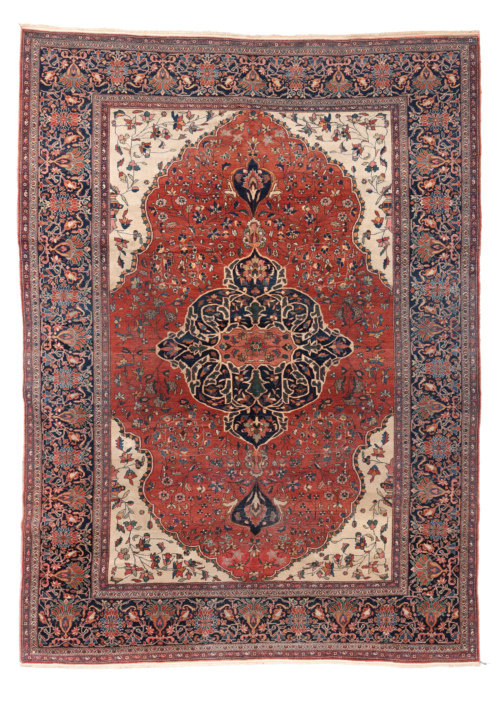 Ferahan Sarouk Rug, Persia, Ca. 1900, 8'10'' x 12'0'': Ferahan Sarouk Rug, Persia, Ca. 1900, 8'10'' x 12'0'' (269 x 366 cm). Weight: 47 lbs. Material: wool pile, cotton warp, cotton weft.