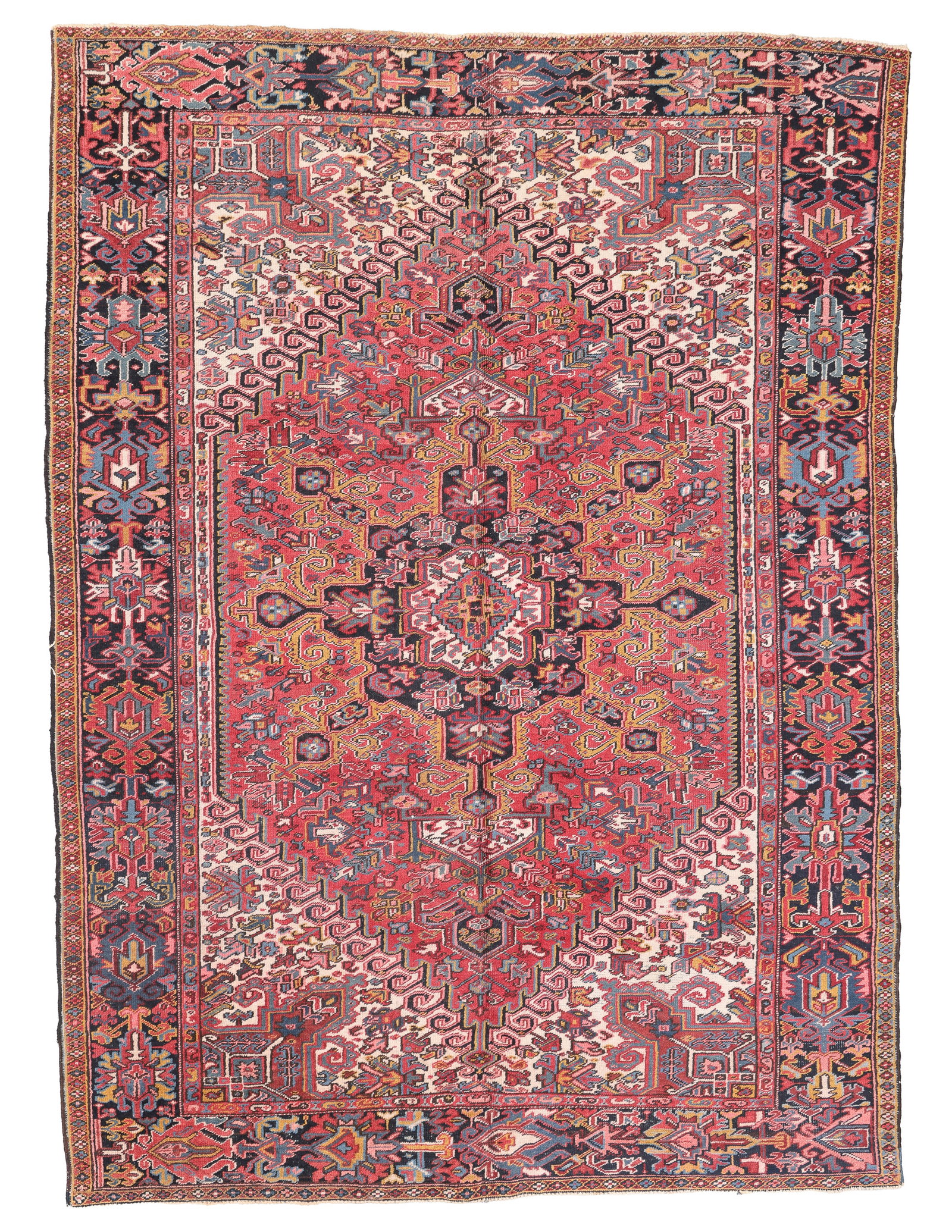 Heriz Rug, Persia, Early 20th C., 7'5'' x 10'1'': Heriz Rug, Persia, Early 20th C., 7'5'' x 10'1'' (226 x 307 cm). Weight: 47 lbs. Material: wool pile, cotton warp, cotton weft.