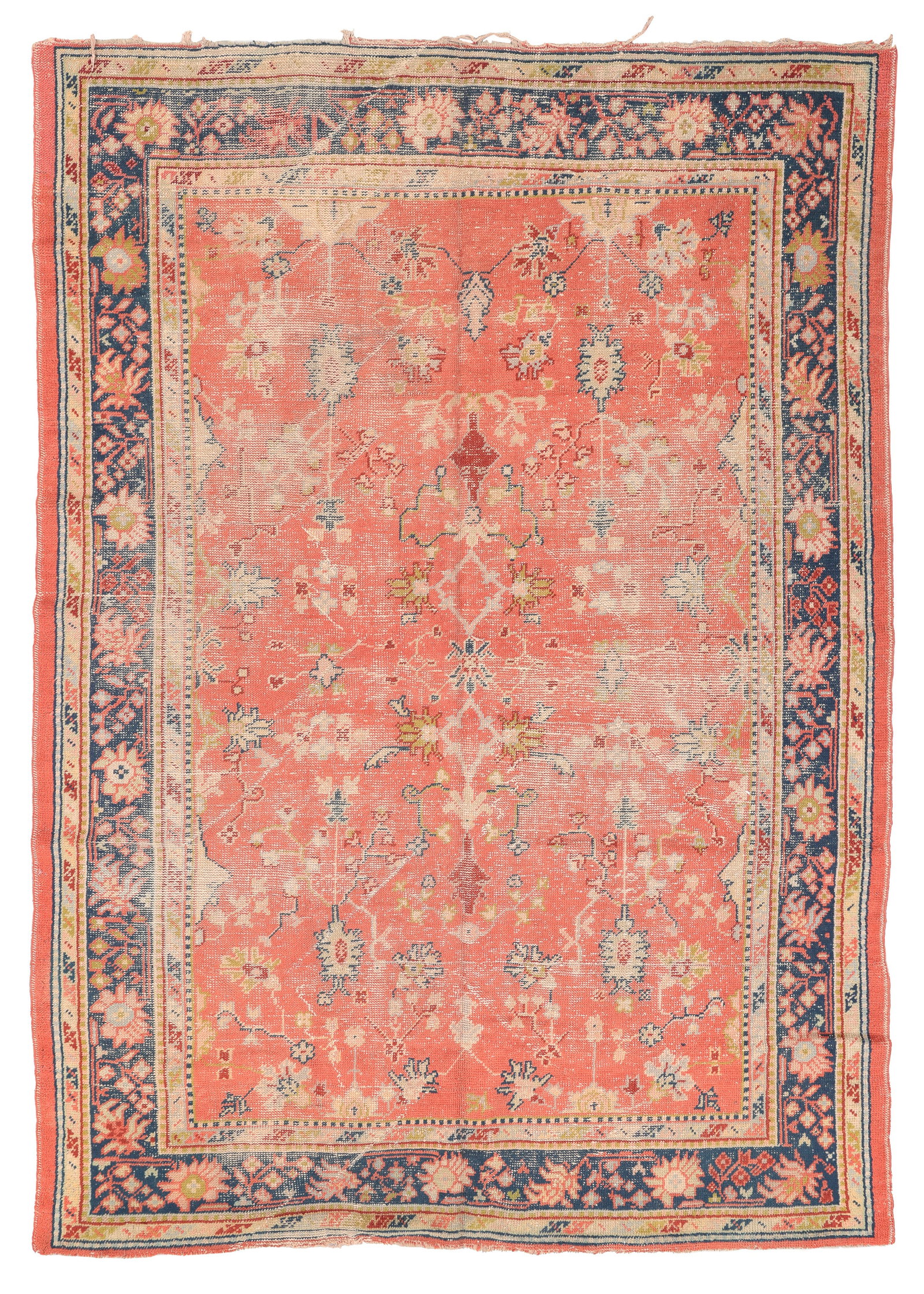 Shabby Chic Oushak Rug, Turkey, Early 20th C., 6'8'' x 9'4'': Shabby Chic Oushak Rug, Turkey, Early 20th C., 6'8'' x 9'4'' (203 x 284 cm). Weight: 24 lbs. Wool. New Jersey estate.
