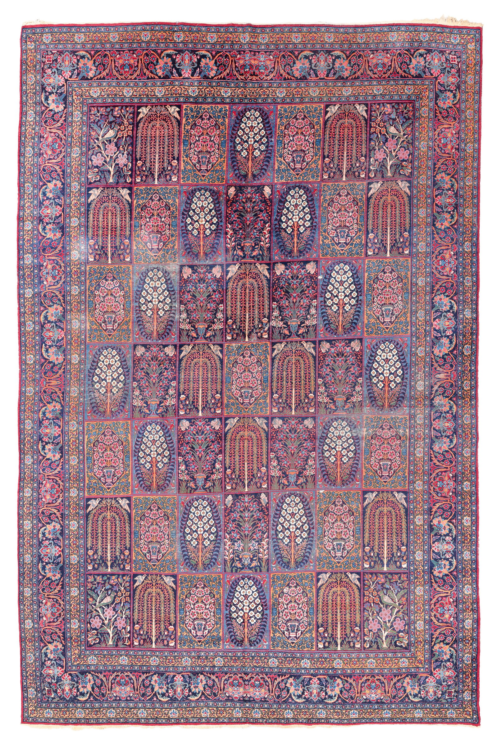 Yazd Rug, Persia, Early 20th C., 9'8'' x 14'6'': Yazd Rug, Persia, Early 20th C., 9'8'' x 14'6'' (295 x 442 cm). Weight: 72 lbs. Material: wool pile, cotton warp, cotton weft.