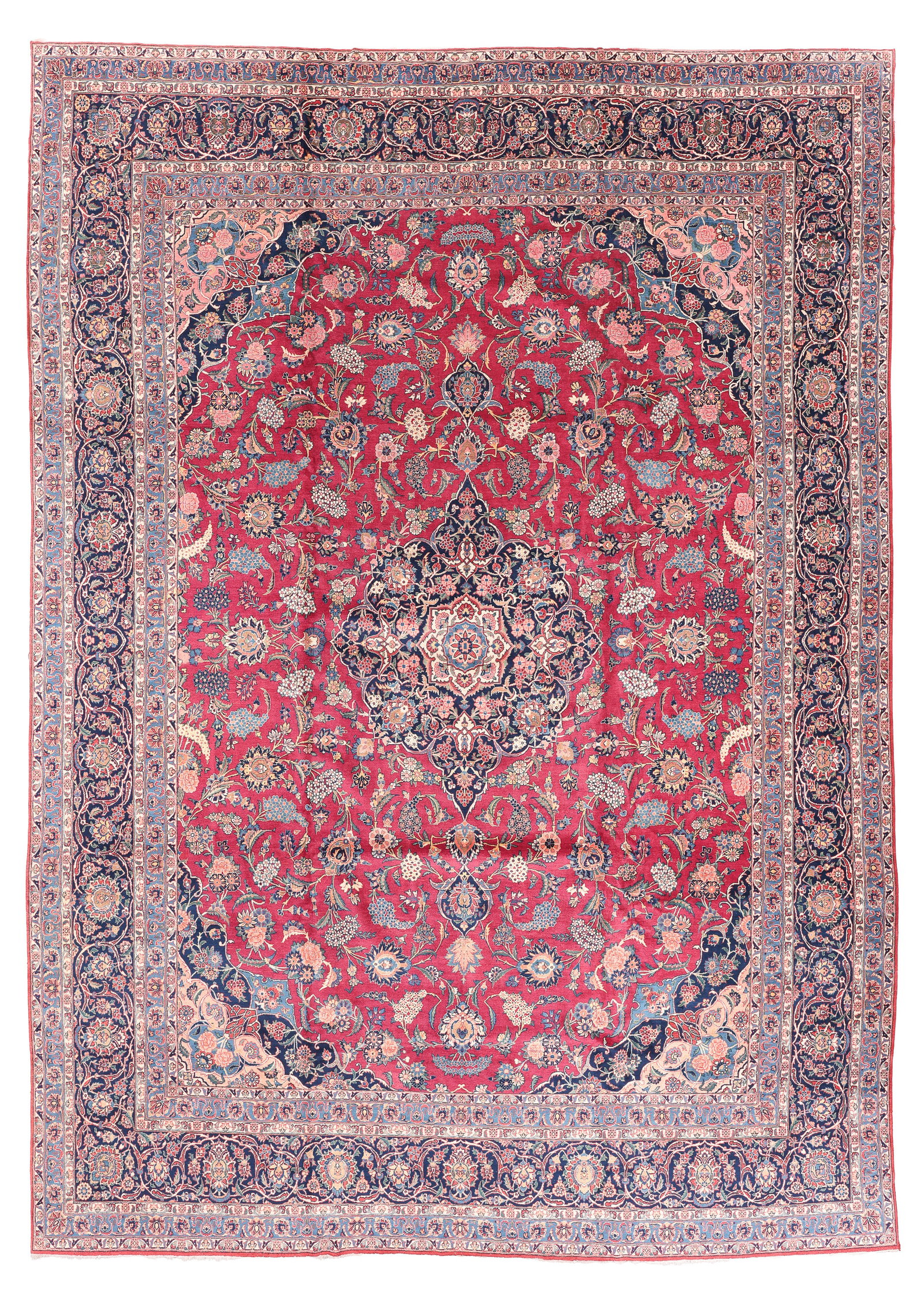 Mansion-Size Kashan Rug, Persia, Ca. 1930's/40's, 11'11'' x 16'8'': Mansion-Size Kashan Rug, Persia, Ca. 1930's/40's, 11'11'' x 16'8'' (363 x 508 cm). Weight: 101 lbs. Material: wool pile, cotton warp, cotton weft.