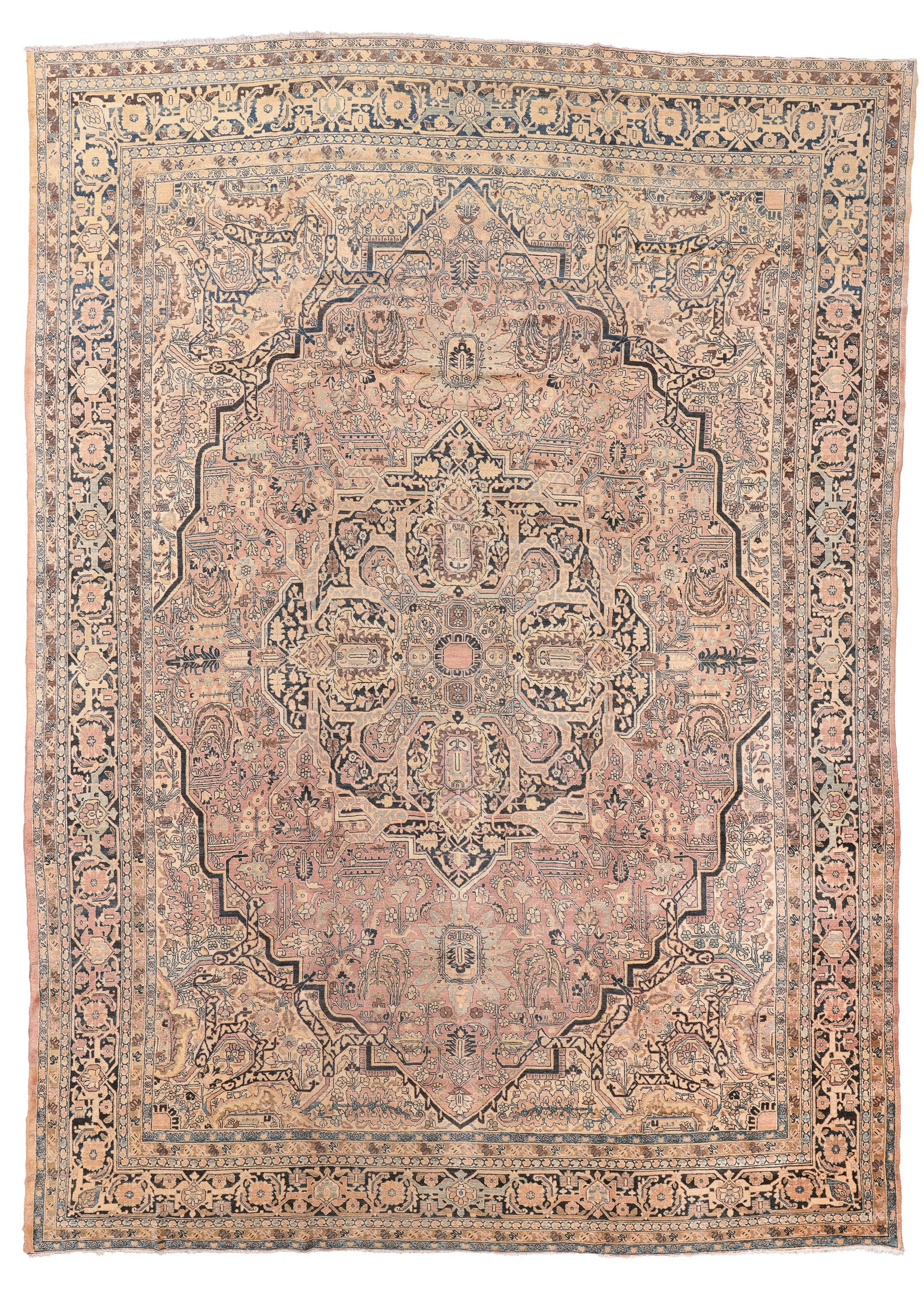 Mansion-Size Tabriz Rug, Persia, Ca. 1900, 12'9'' x 16'11'': Mansion-Size Tabriz Rug, Persia, Ca. 1900, 12'9'' x 16'11'' (389 x 516 cm). Weight: 104 lbs. Material: wool pile, cotton warp, cotton weft.