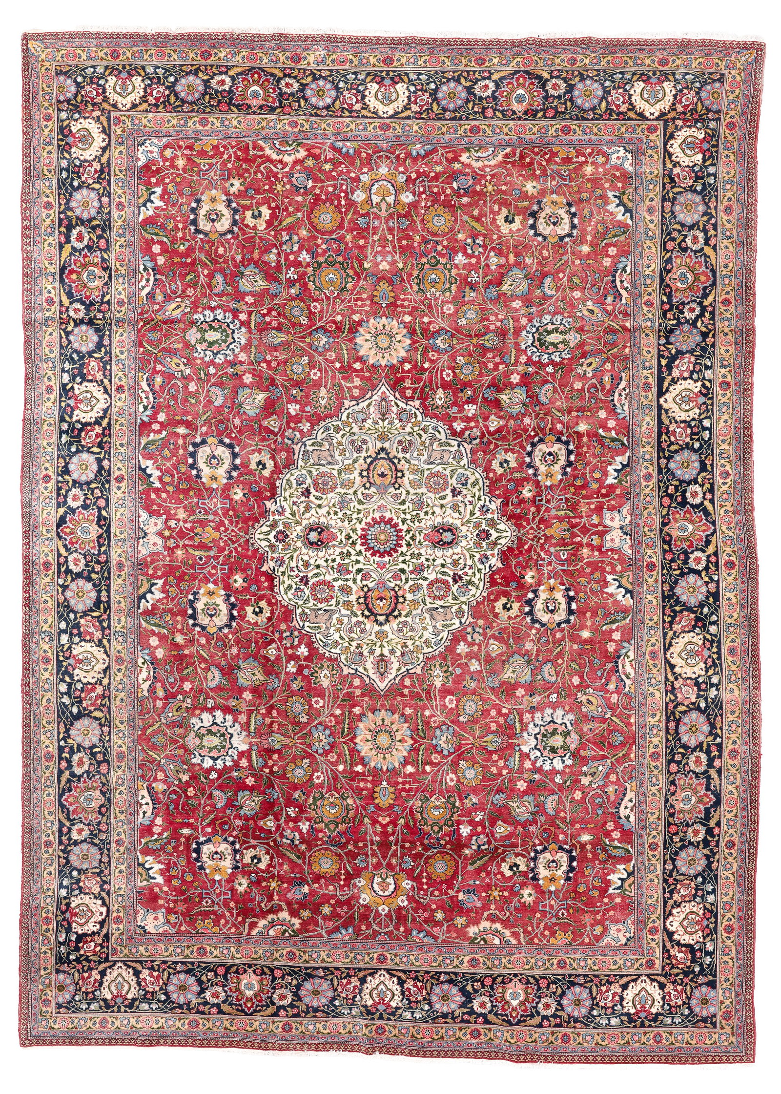 Mansion-Size Tabriz Rug, Persia, Early 20th C., 12'0'' x 16'9'': Mansion-Size Tabriz Rug, Persia, Early 20th C., 12'0'' x 16'9'' (366 x 511 cm). Weight: 105 lbs. Material: wool pile, cotton warp, cotton weft.