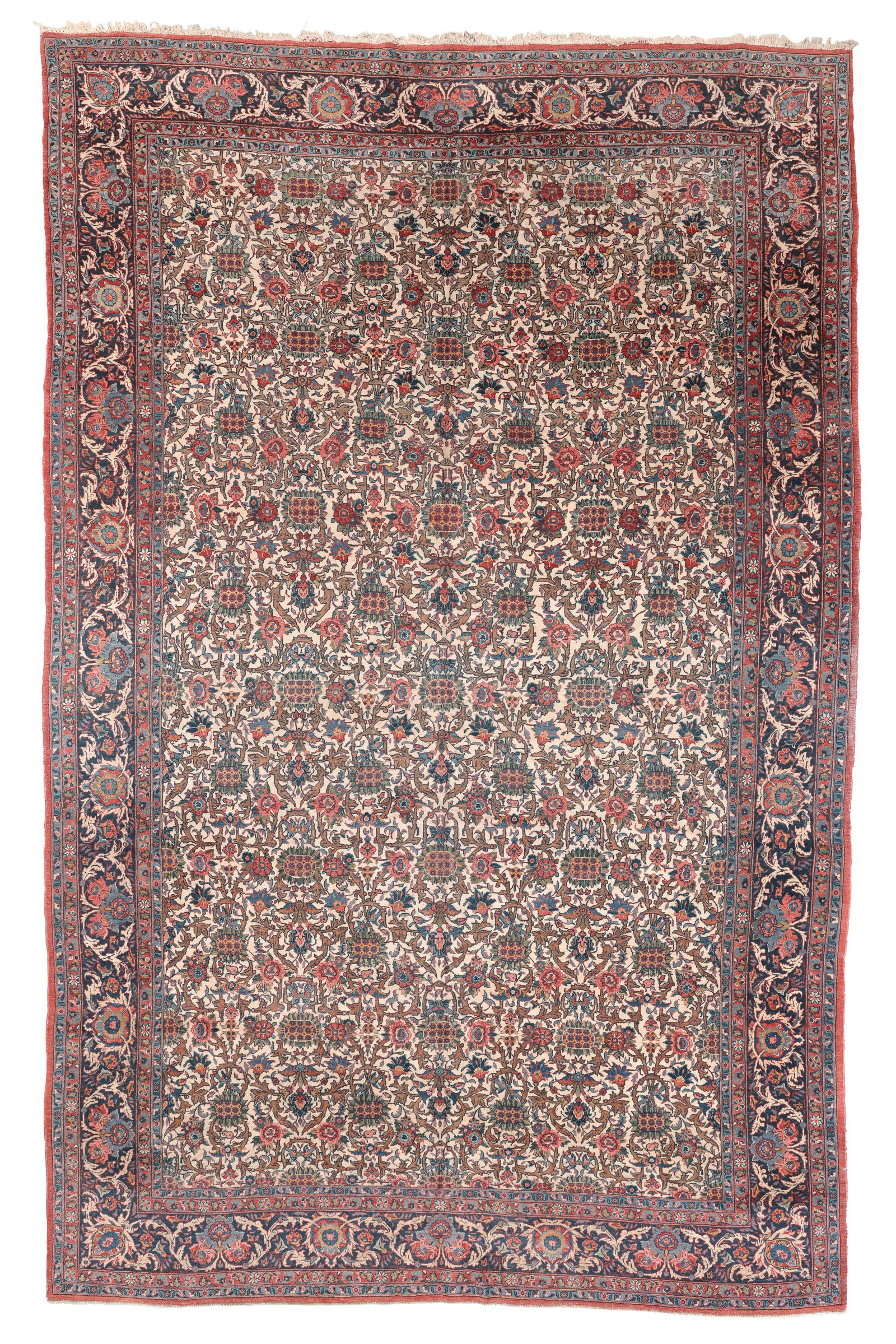 Kashan Rug, Persia, Early/Mid 20th C., 7'1'' x 11'0'': Kashan Rug, Persia, Early/Mid 20th C., 7'1'' x 11'0'' (216 x 335 cm). Weight: 38 lbs. Material: wool pile, cotton warp, cotton weft.