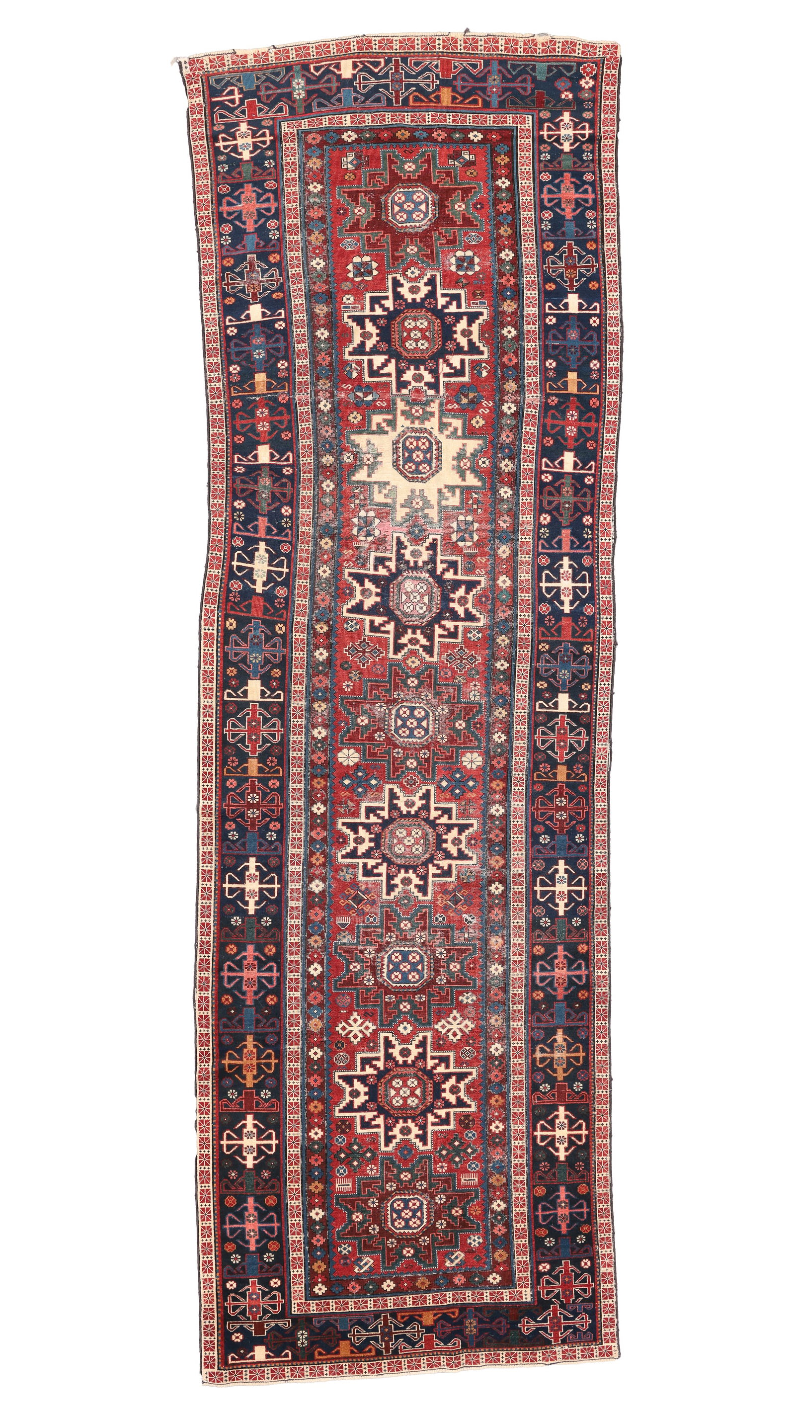 Shirvan Lesghi Rug, Caucasus, Ca. 1890, 3'6'' x 11'3'': Shirvan Lesghi Rug, Caucasus, Ca. 1890, 3'6'' x 11'3'' (107 x 343 cm). Weight: 12 lbs. Material: wool pile, wool warp, wool weft.