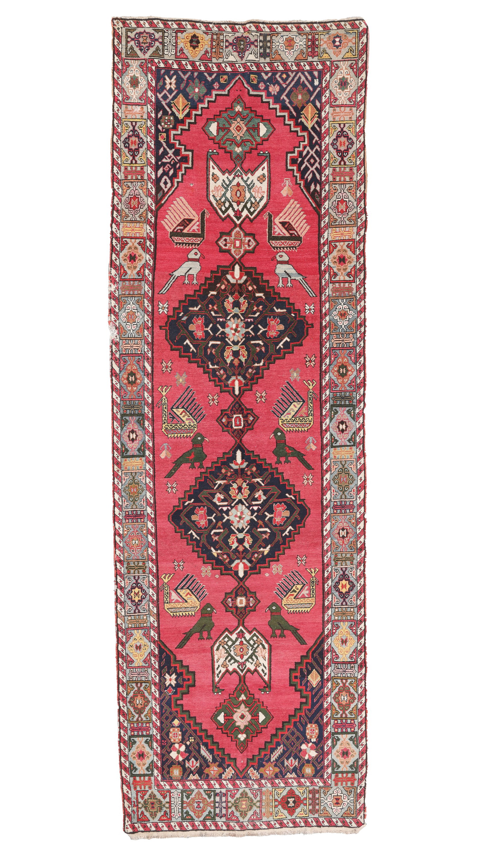 Karabagh Lampa Rug, Caucasus, Late 19th C., 3'10'' x 12'3'': Karabagh Lampa Rug, Caucasus, Late 19th C., 3'10'' x 12'3'' (117 x 373 cm). Weight: 21 lbs. Material: wool pile, wool warp, wool weft.
