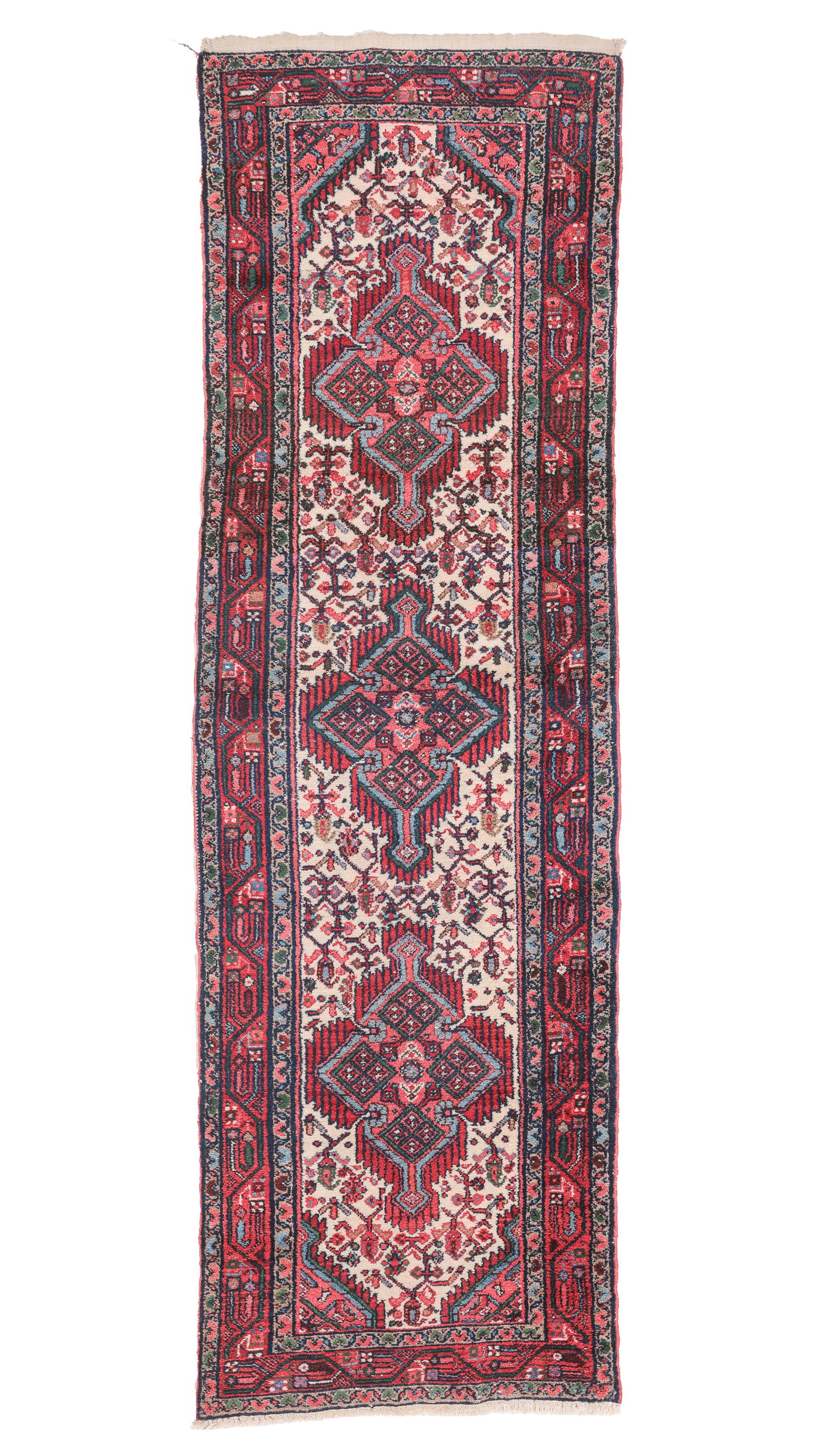 Hamadan Rug, Persia, Mid 20th C., 2'8'' x 8'5'': Hamadan Rug, Persia, Mid 20th C., 2'8'' x 8'5'' (81 x 257 cm). Weight: 14 lbs. Material: wool pile, cotton warp, cotton weft.