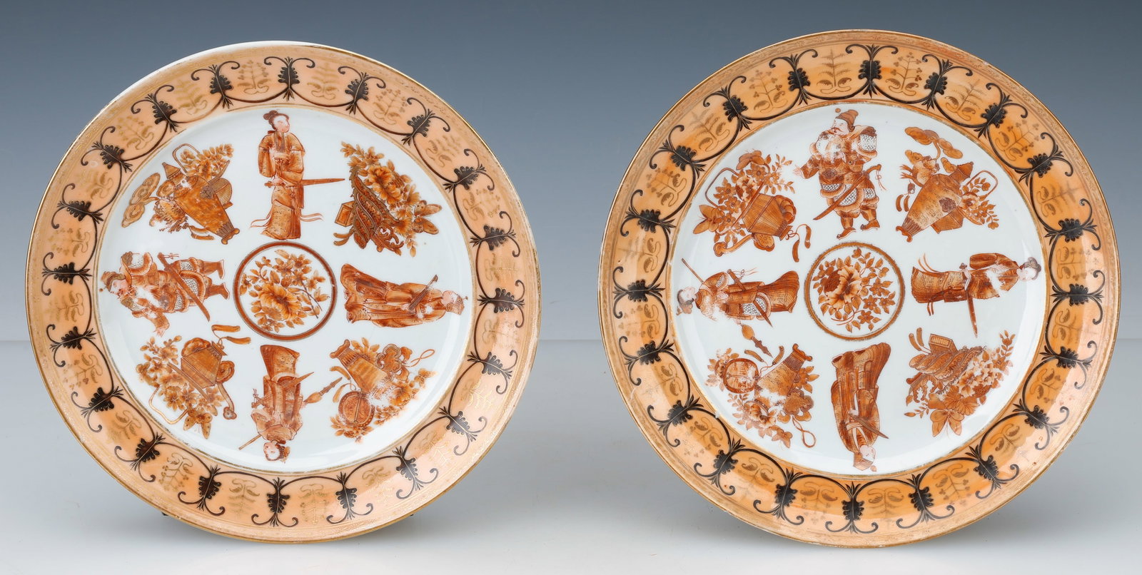 A Pair of Chinese Copper Red Gilt Plates, 19th Century (1 of 3)