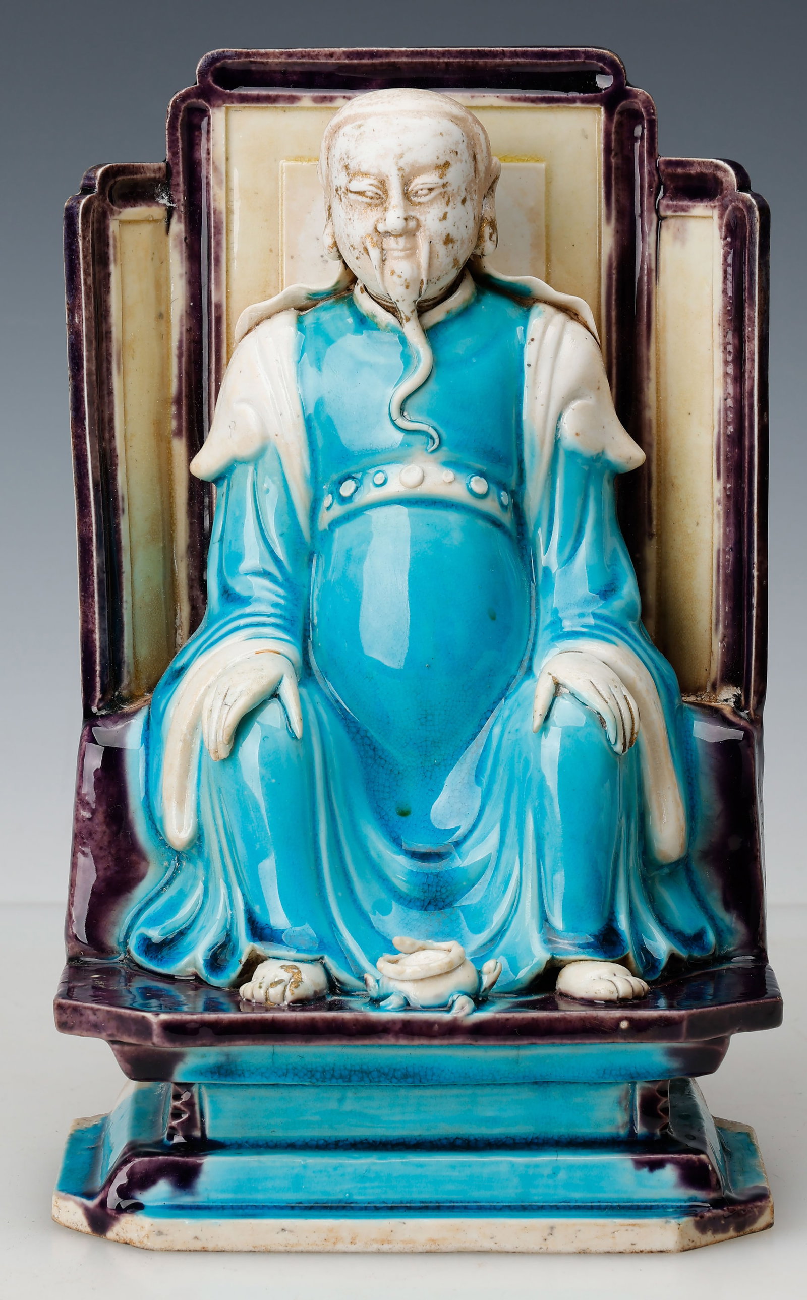 Chinese 'Fahua' Glazed Porcelain Figure of Zhenwu, Daoist God, Ming Dynasty (1 of 5)
