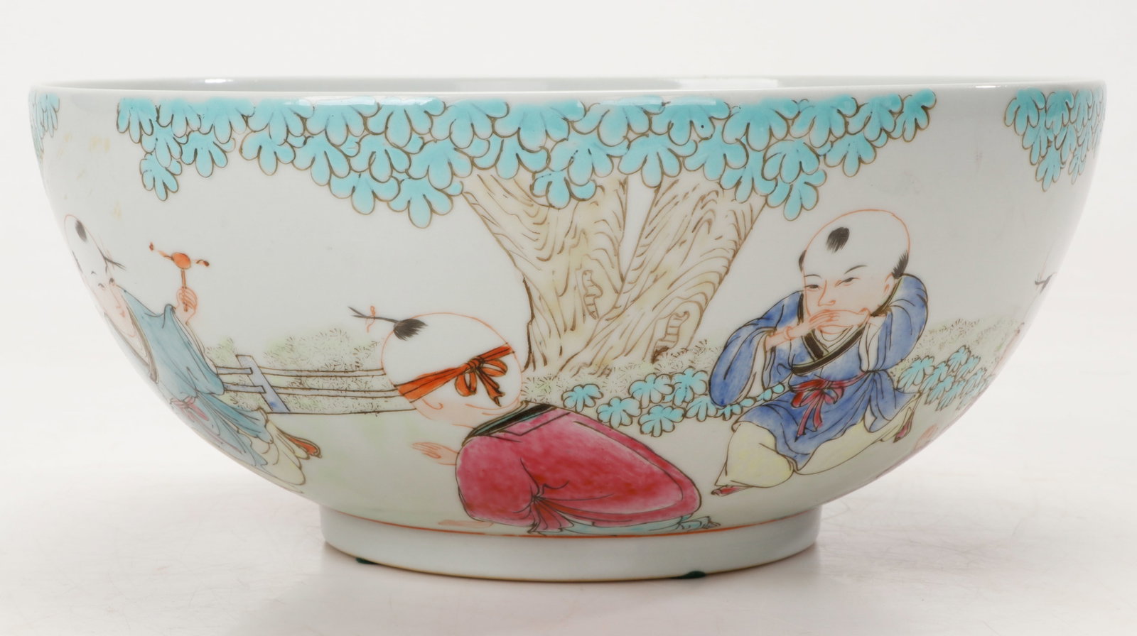 Very Rare Large Famille Rose Chinese Game Dice Bowl, Republic Period (1 of 7)