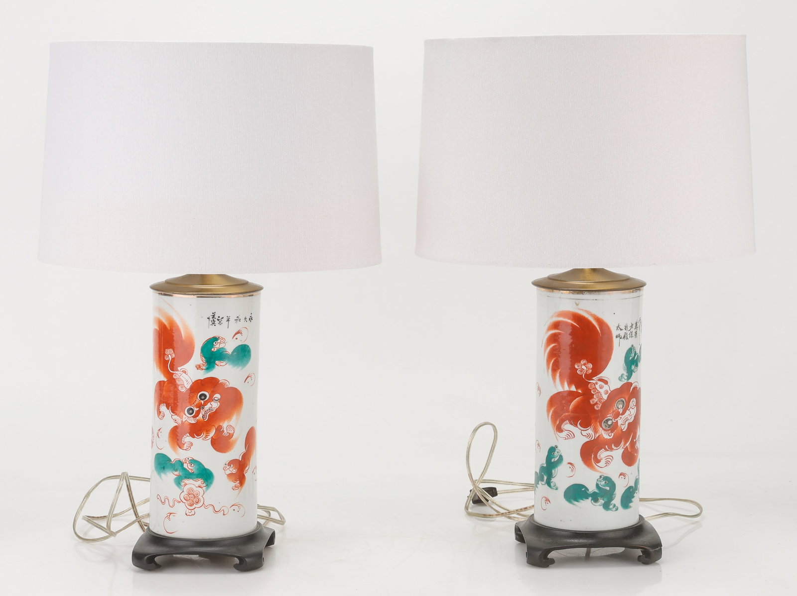 Pair Of Chinese Porcelain Foo Dog Hat Stands, Republic Period, Artist: Wang Rongxing (1 of 5)