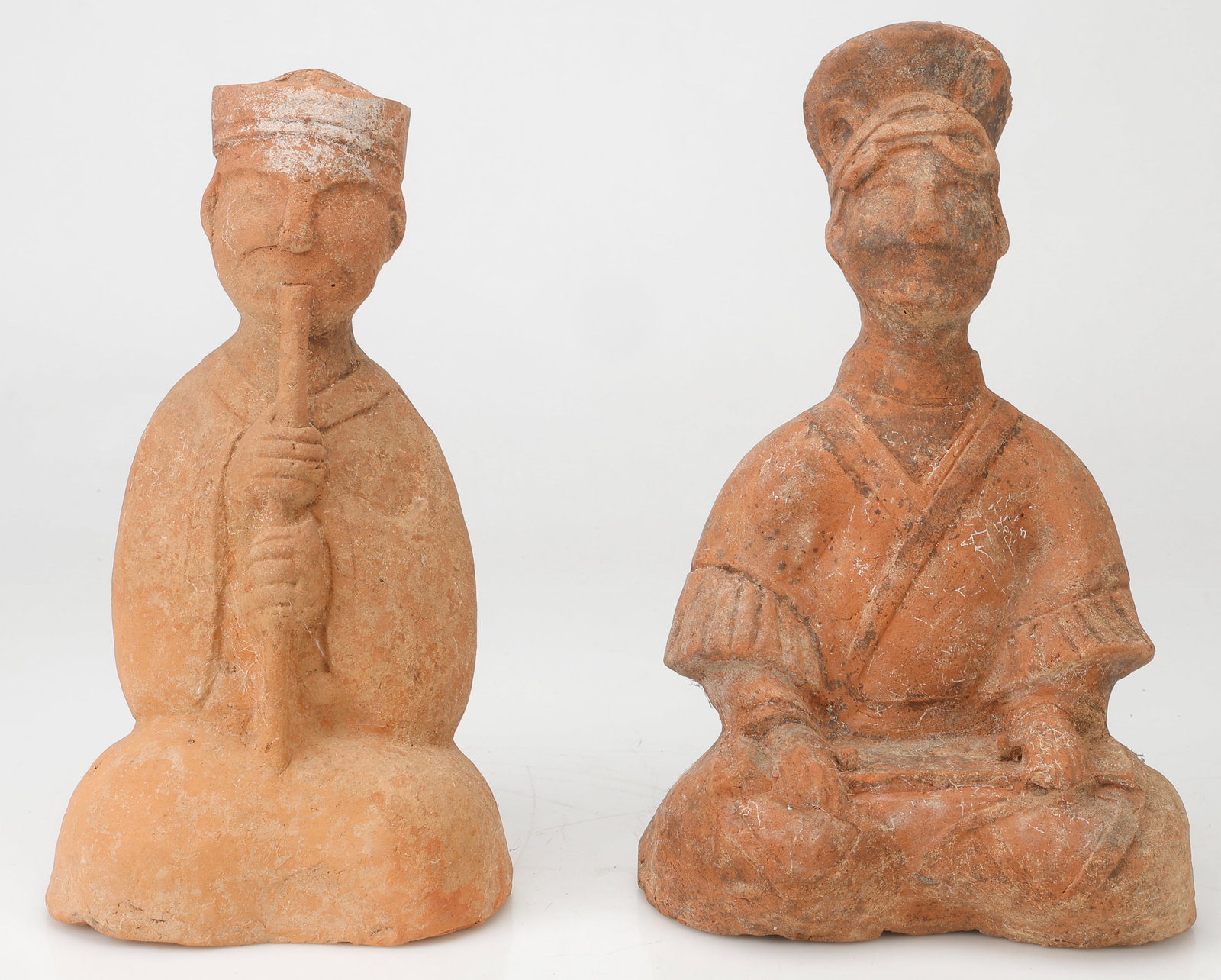 2 Chinese Terracotta Musician Tomb Figures, Han Dynasty (1 of 6)