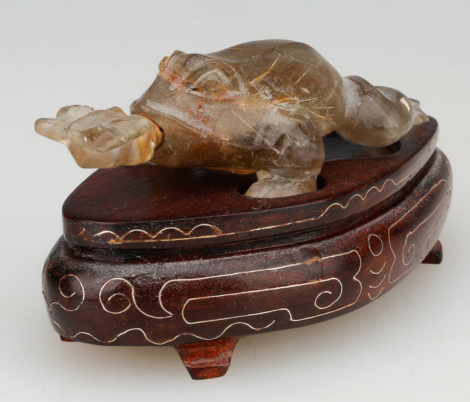 Rare Chinese Hair Crystal Frog Snuff Bottle, 20th C. (1 of 7)