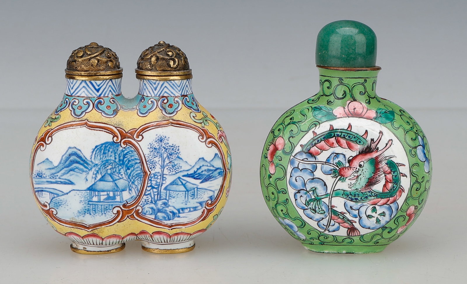 2 Rare Chinese Enameled Snuff Bottles, 19th Century or earlier (1 of 5)