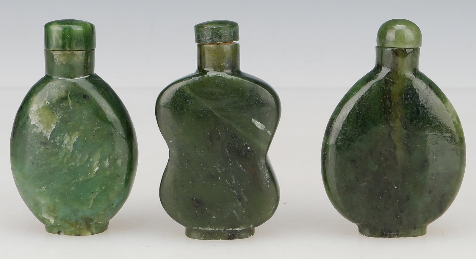 3 Chinese Green Jade Snuff Bottles, 19th Century to earlier 20th Century (1 of 4)