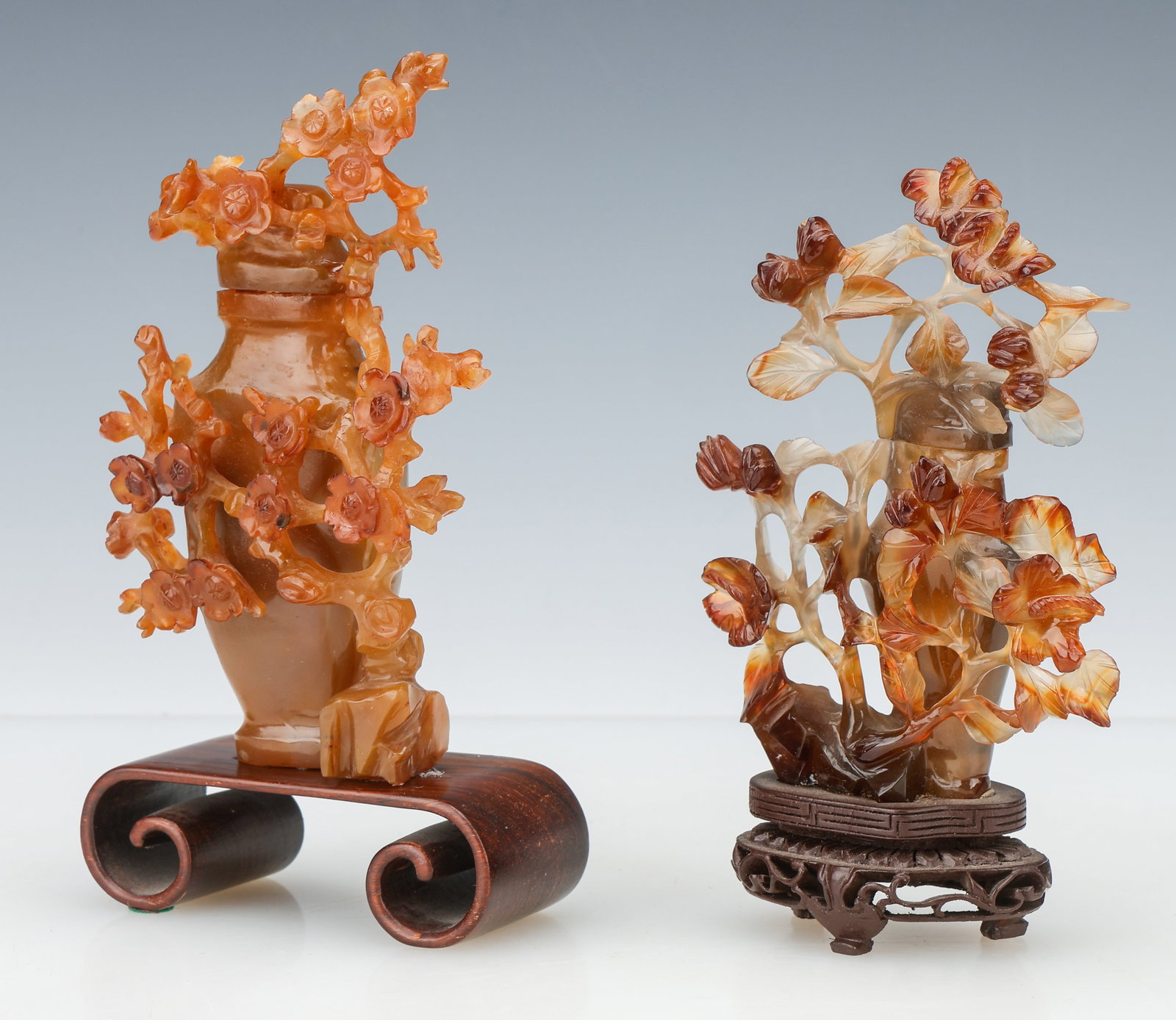2 Chinese Carved Agate Bottles, Qing Dynasty (1 of 5)