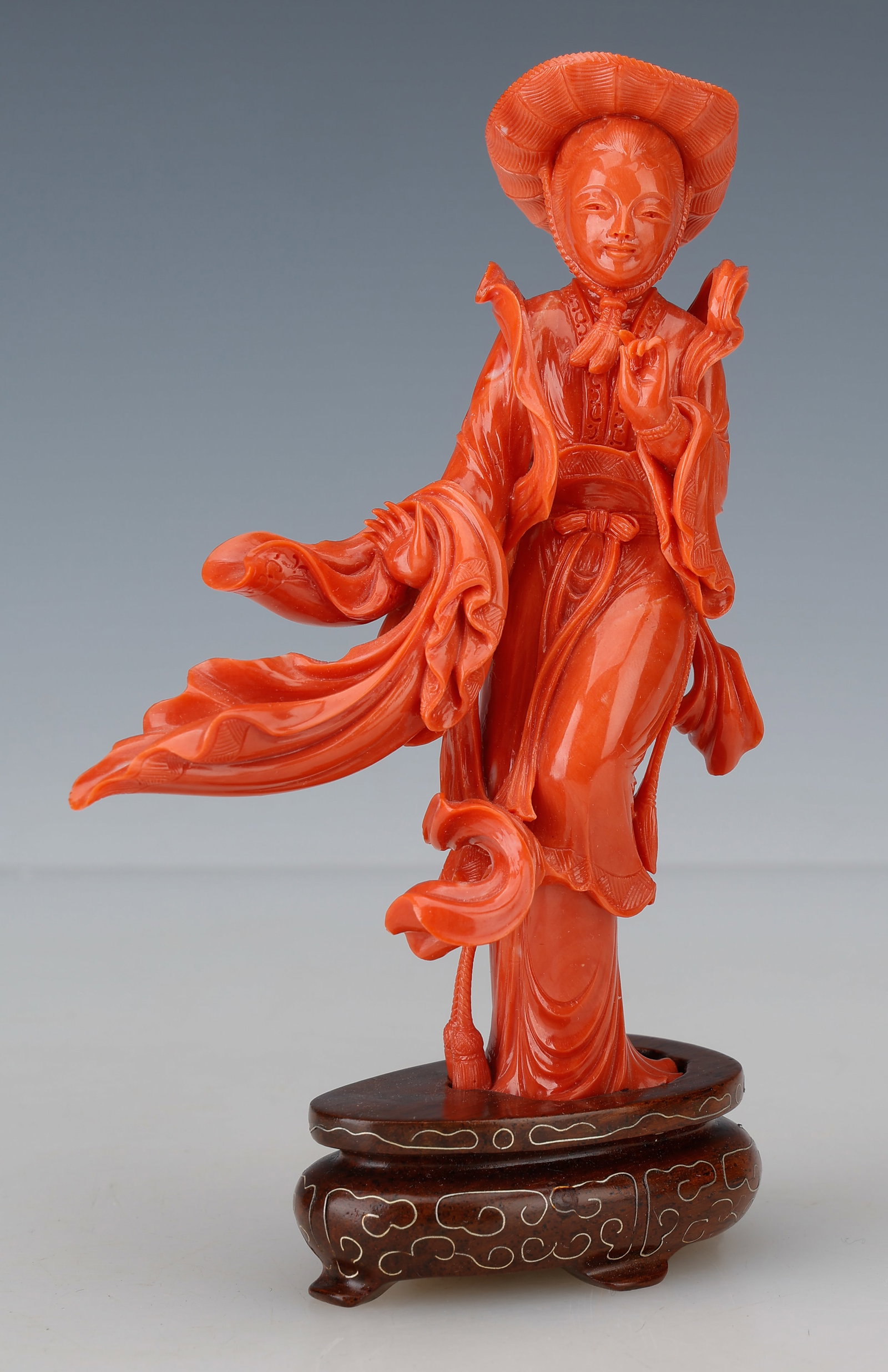 Carved Coral Figure of Guanyin, H: 5.5" (14 cm) (1 of 5)